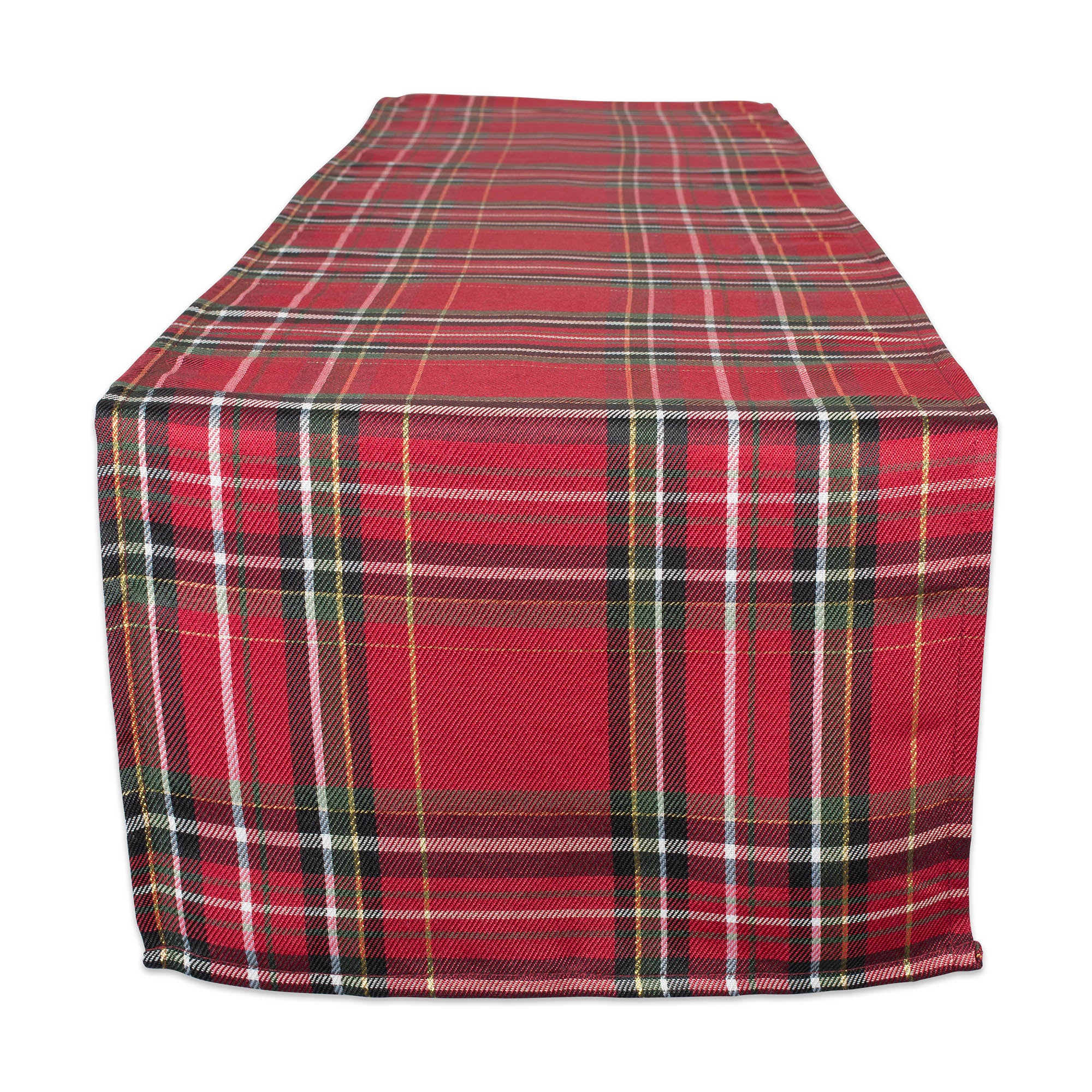 DII Christmas Metallic Plaid Table Runner