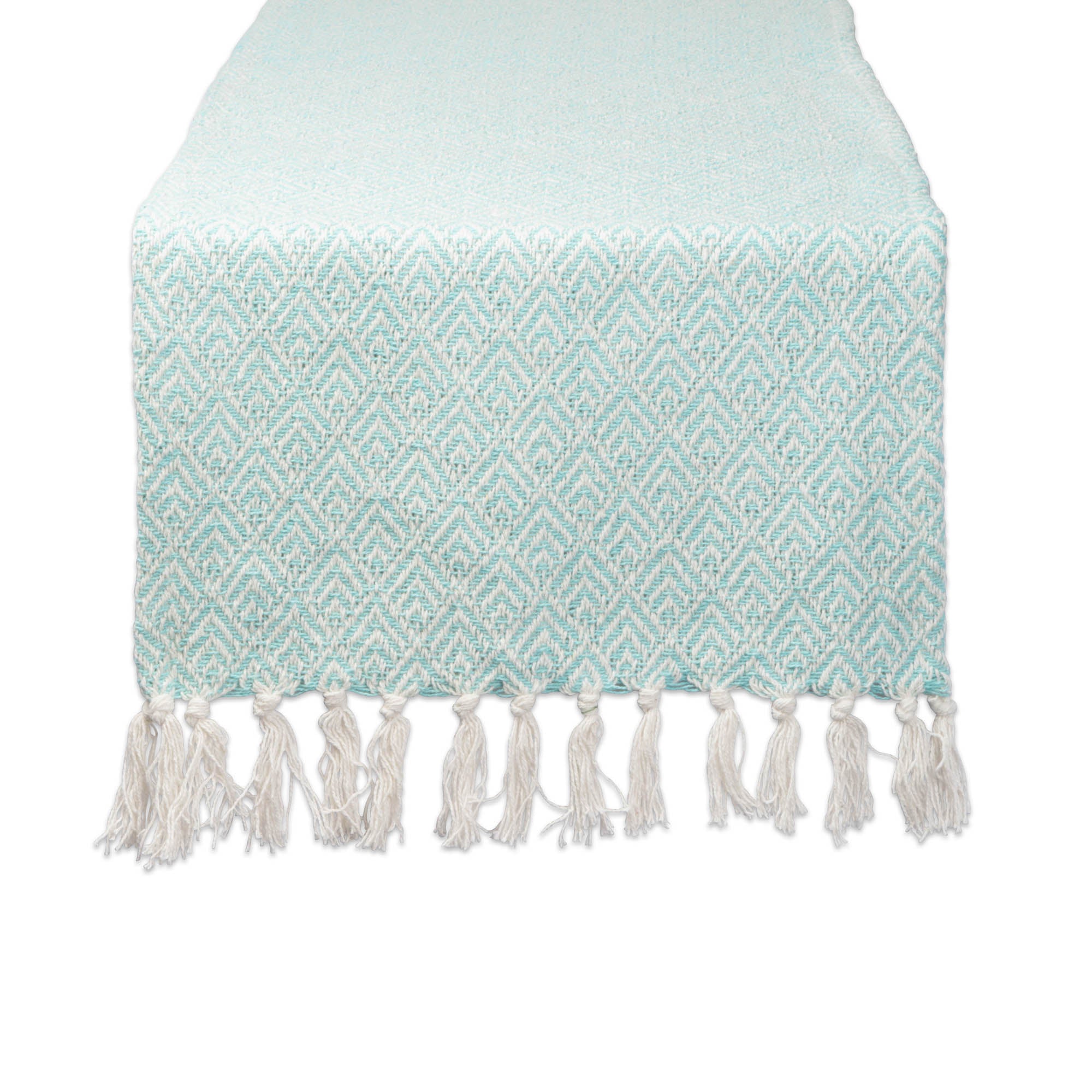 DII Diamond Jacquard Fringe Table Runner