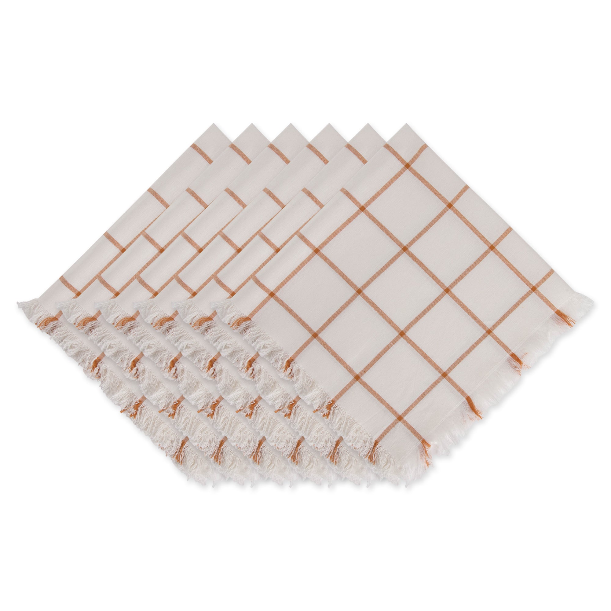 DII Fringed Check Napkin Set 6 Piece