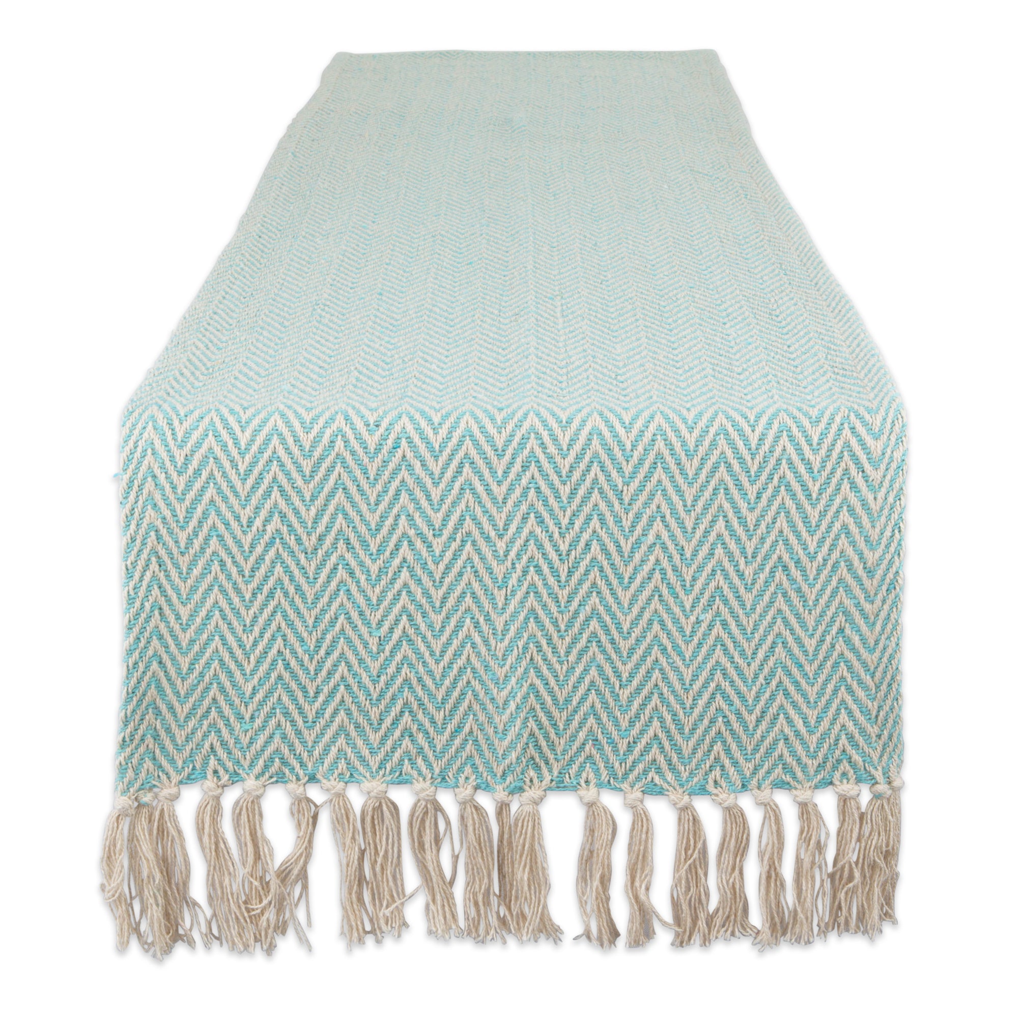 DII Handloomed  Chevron Jacquard Fringe Table Runner