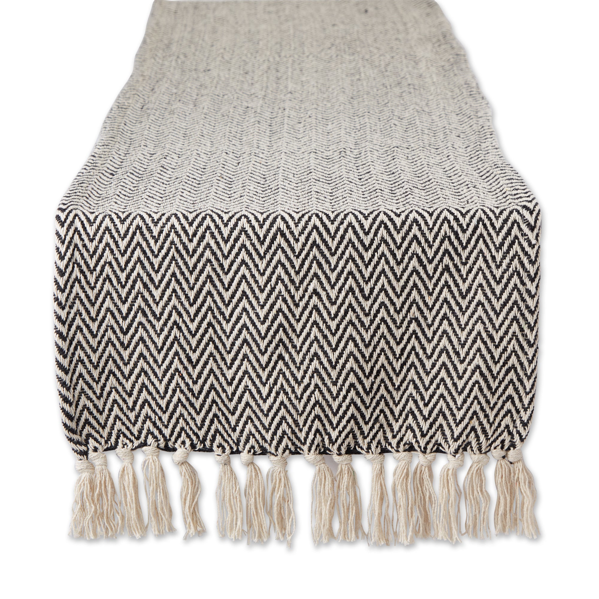 DII Handloomed  Chevron Jacquard Fringe Table Runner