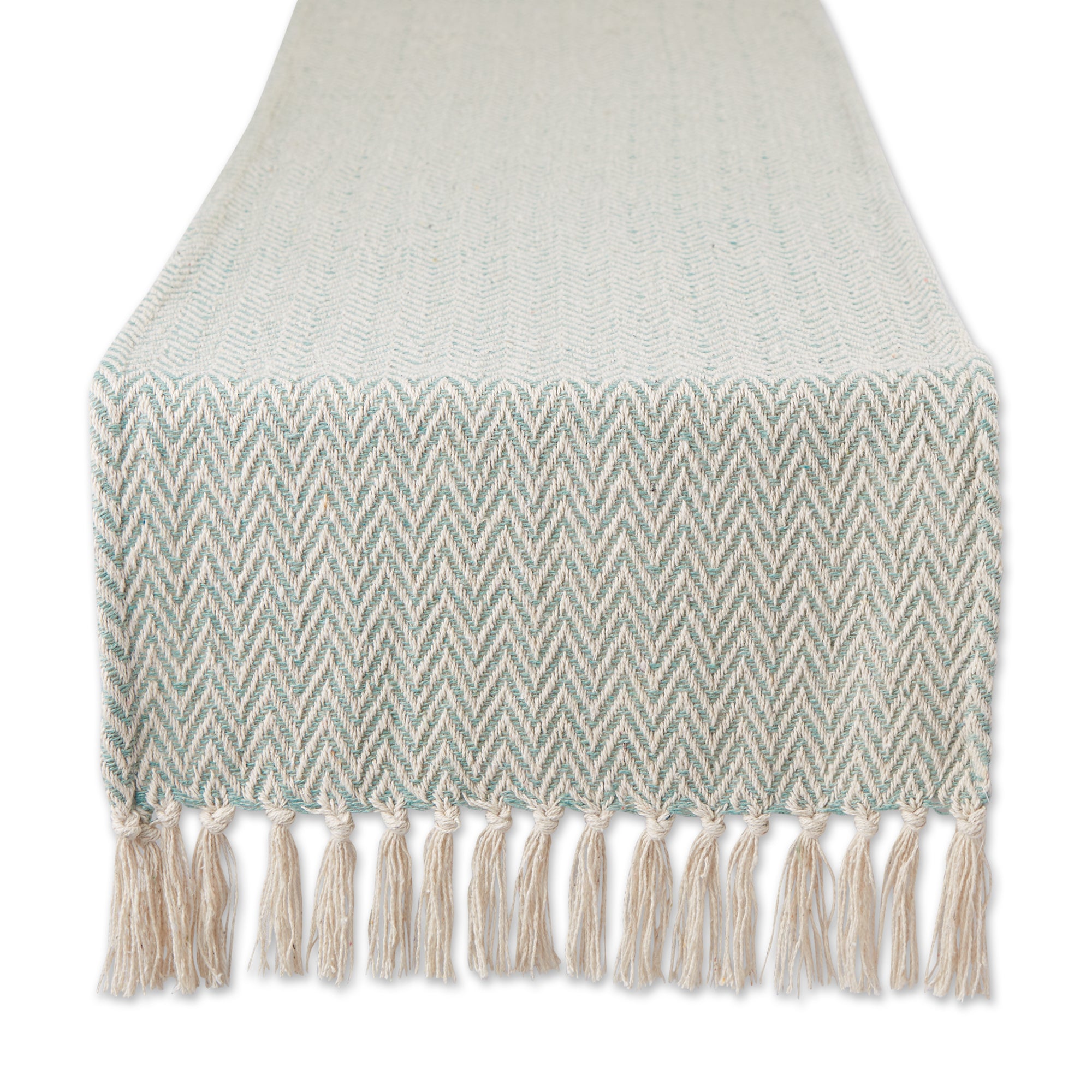 DII Handloomed  Chevron Jacquard Fringe Table Runner