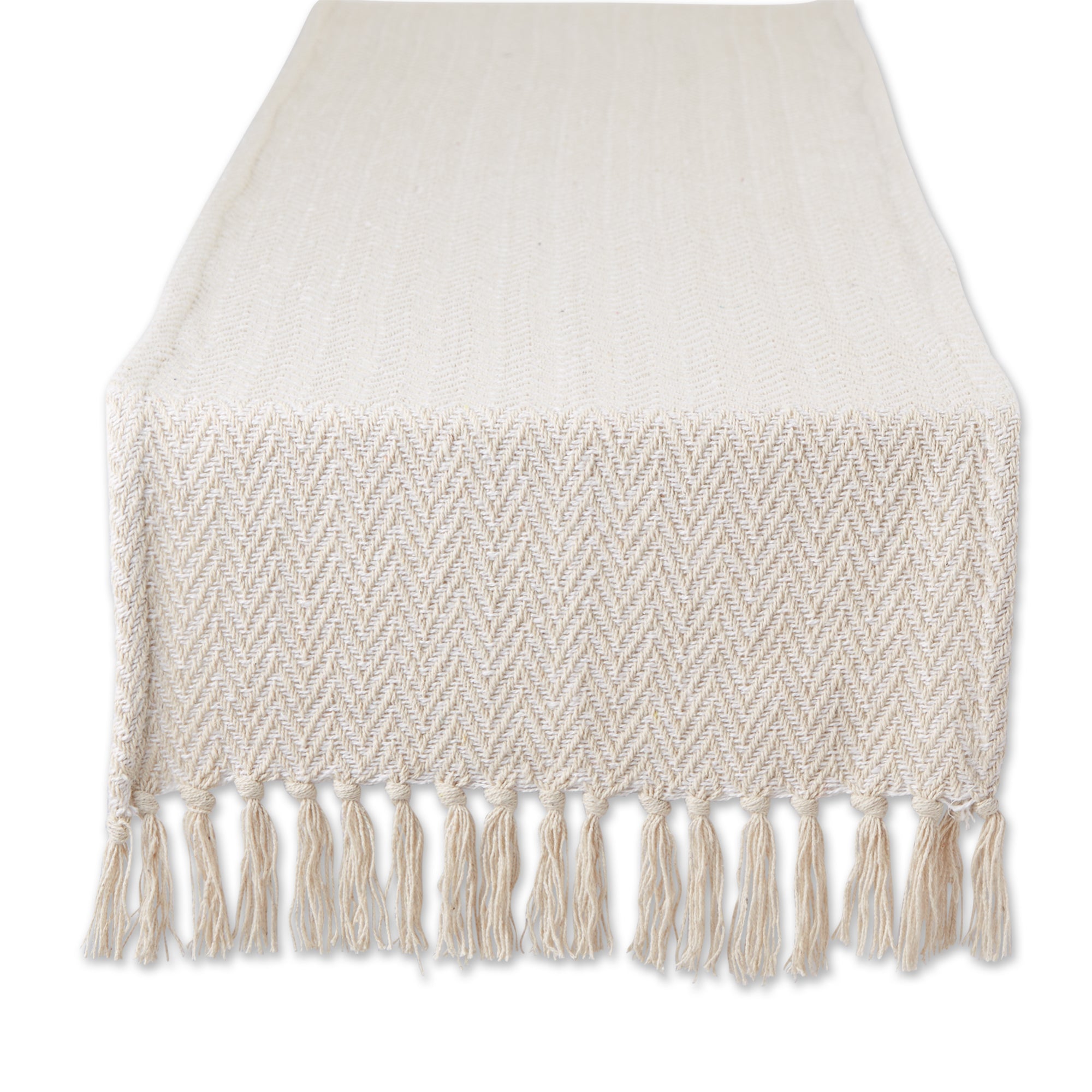 DII Handloomed  Chevron Jacquard Fringe Table Runner