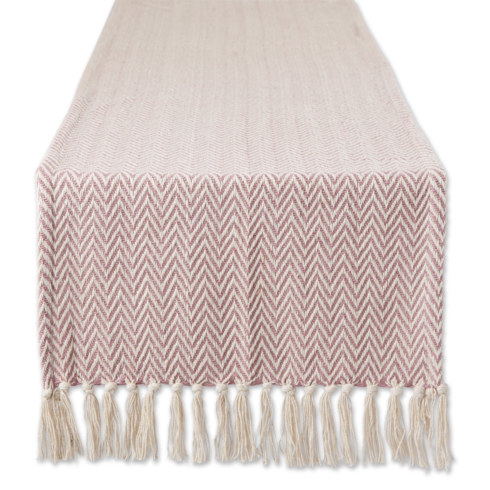 DII Handloomed  Chevron Jacquard Fringe Table Runner