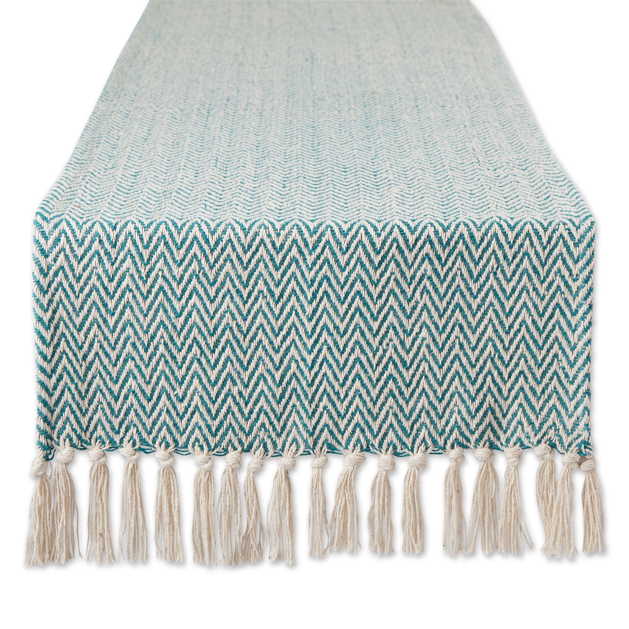 DII Handloomed  Chevron Jacquard Fringe Table Runner