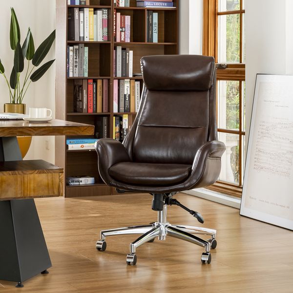 Modern Leatherette Gaslift Adjustable Swivel High Back Office Chair