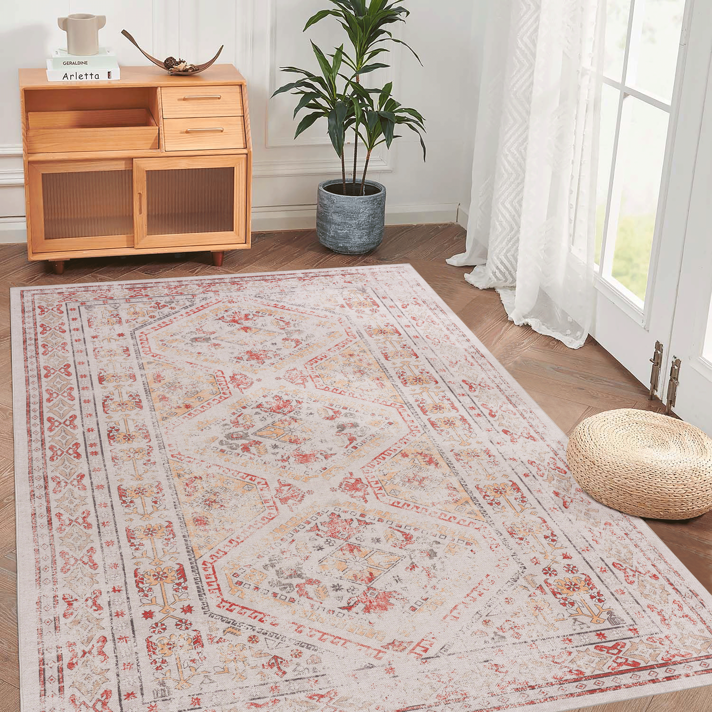 Naar Washable Area Rugs, Low-Pile, Non-Slip, Non-Shedding, Foldable, Kid & Pet Friendly