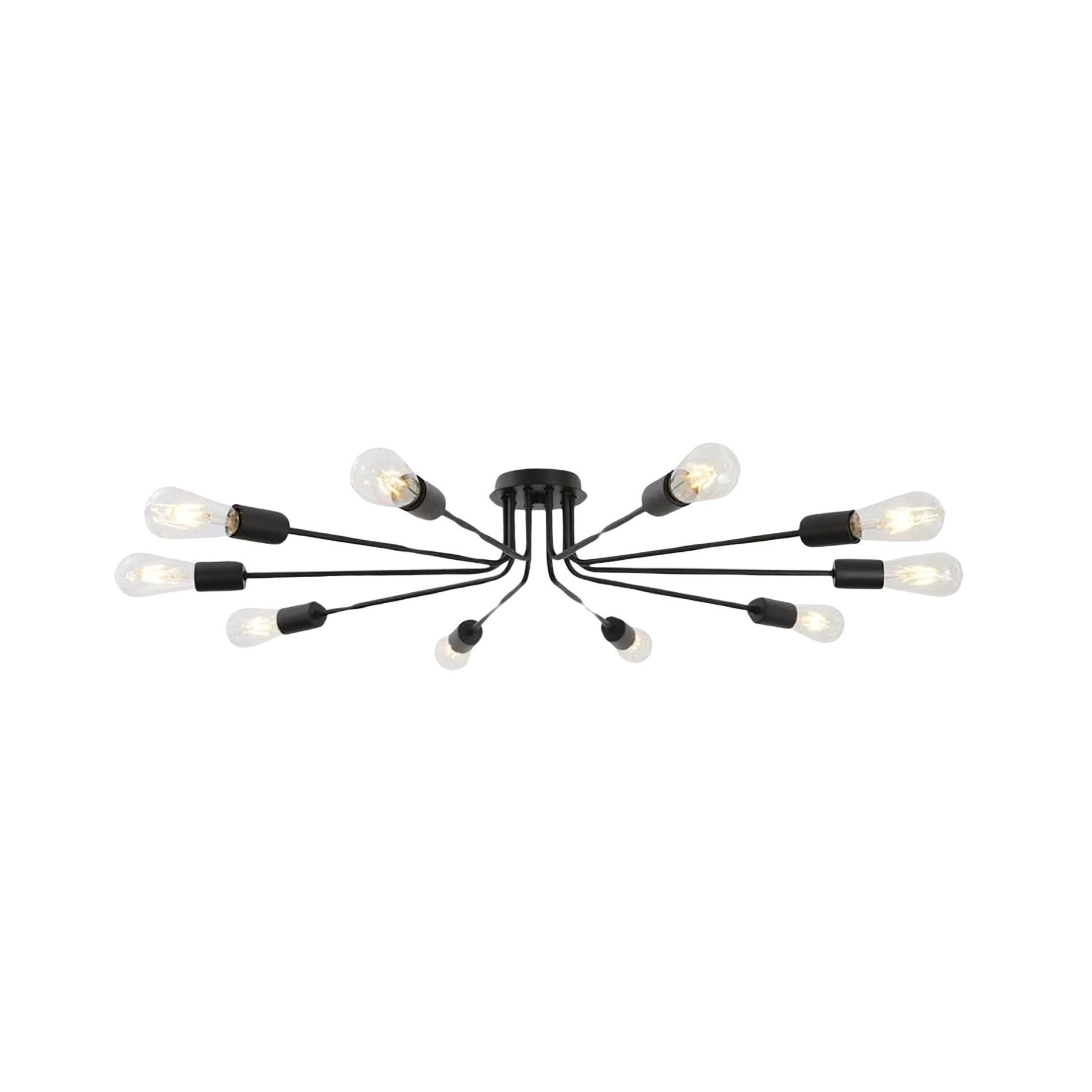 10 Light Sputnik Chandelier Black Ceiling Light Semi Flush Mount Light Ceiling Lamp - Tuesday Morning - Chandeliers