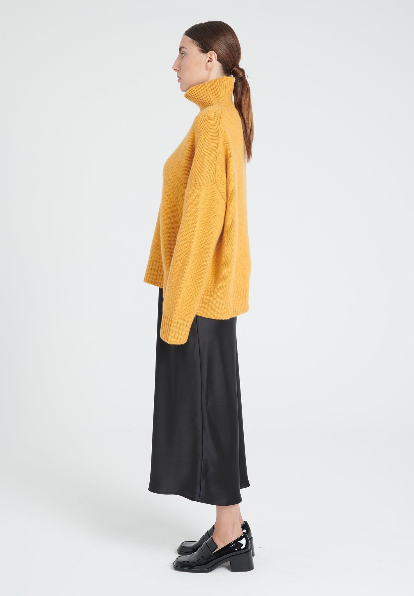 10 - thread cashmere stand - up collar sweater in mustard yellow - Tuesday Morning - Sweaters & Hoodies