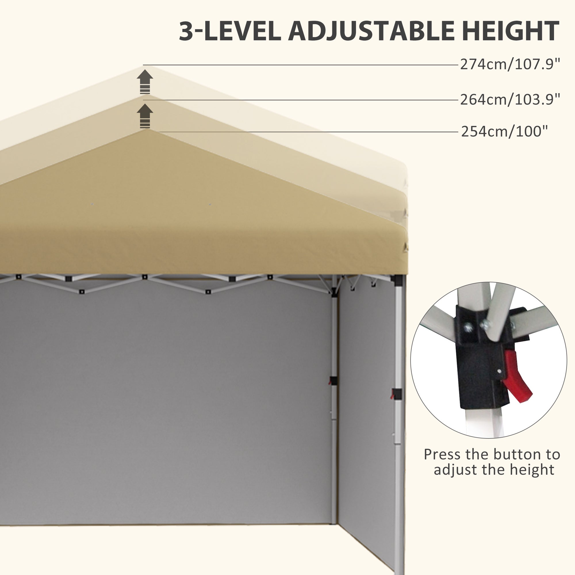 10' x 10' Pop Up Canopy Tent with 3 Sidewalls, Leg Weight Bags and Carry Bag, Height Adjustable, Beige - Tuesday Morning - Patio Umbrellas & Bases