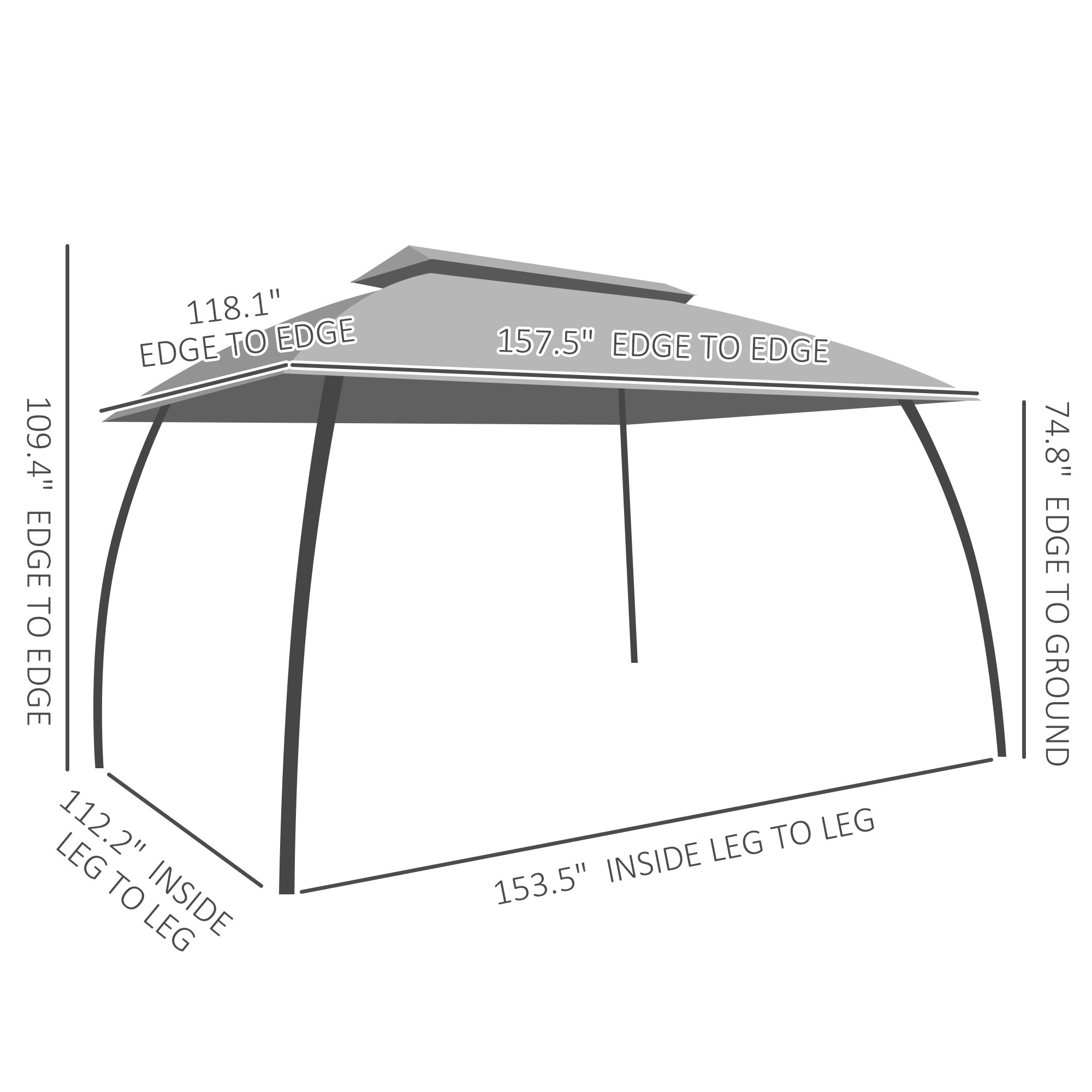 10' x 13' Patio Gazebo, Outdoor Gazebo Canopy Shelter with Netting, Vented Roof, Dark Gray - Tuesday Morning - Gazebos