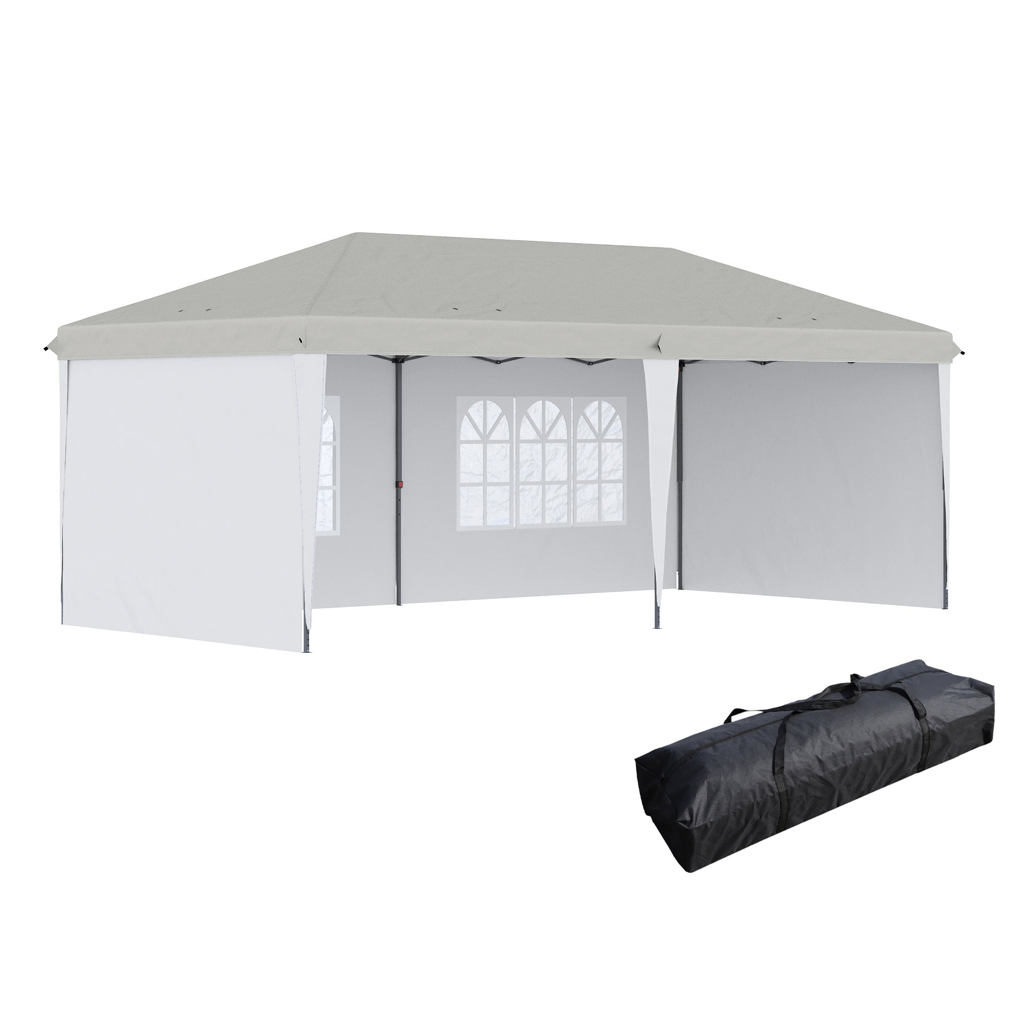 10' x 20' Pop Up Canopy Tent with 4 Sidewalls, with Carry Bag, White - Tuesday Morning - Patio Umbrellas & Bases