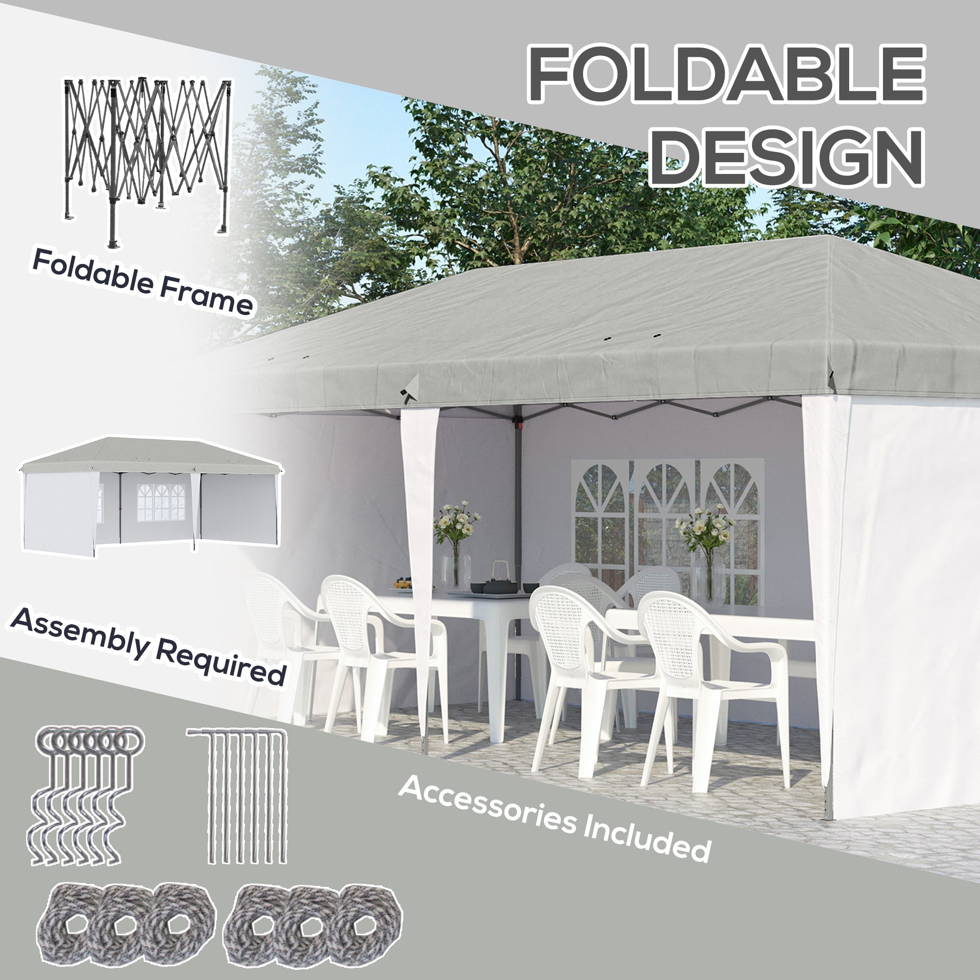 10' x 20' Pop Up Canopy Tent with 4 Sidewalls, with Carry Bag, White - Tuesday Morning - Patio Umbrellas & Bases