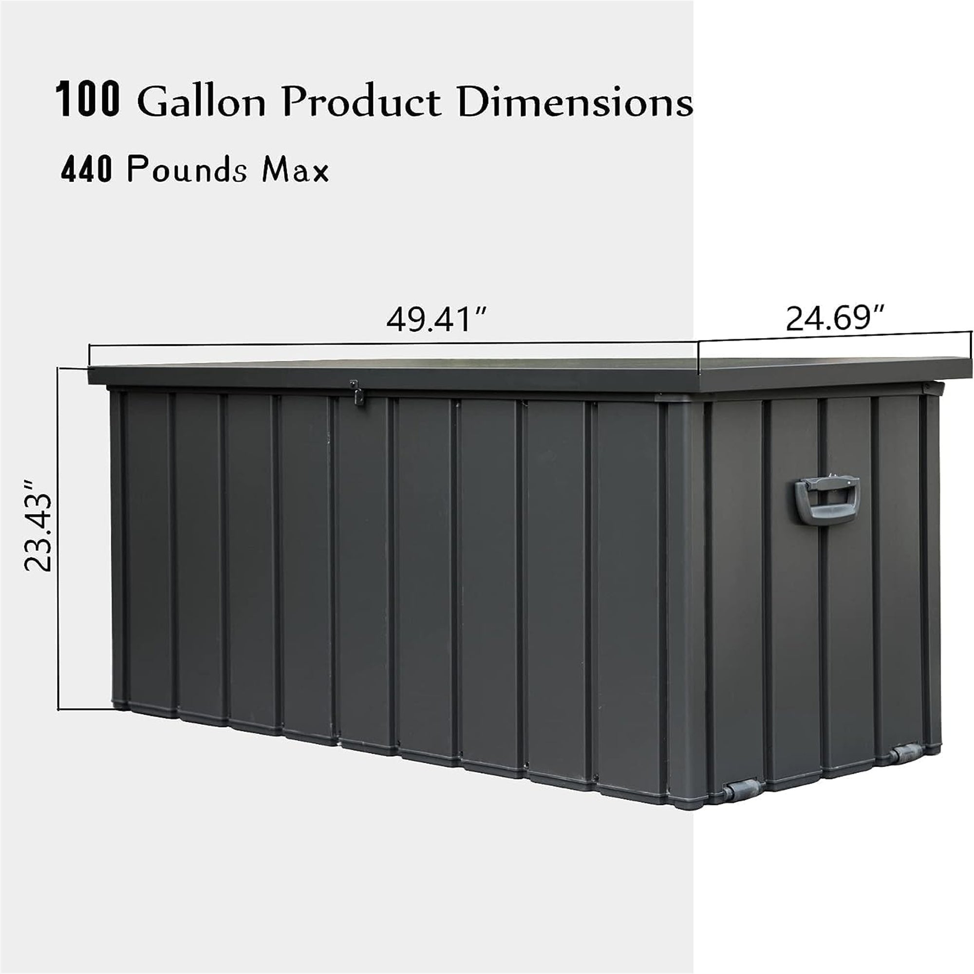 100 Gallon Outdoor Storage Deck Box Waterproof, Large Patio Storage Bin for Outside Cushions, Throw Pillows, Garden Tools, Lockable (Dark Gray) - Tuesday Morning - Outdoor Storage Boxes