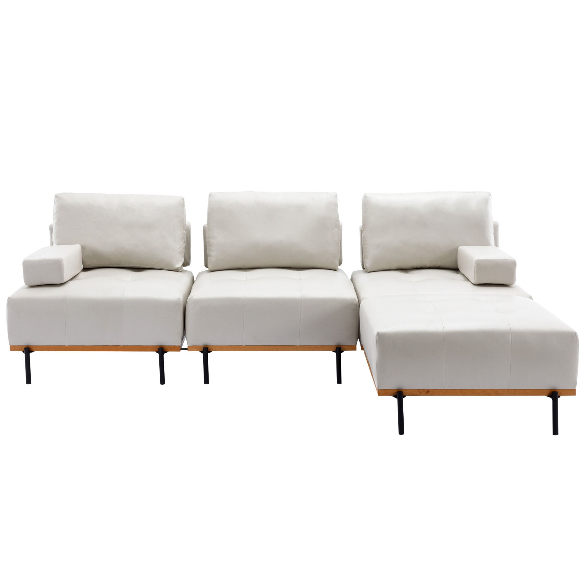 100.7'' L - Shape Sectional Sofa 3 - Seater Couches with a Removable Ottoman, Beige - Tuesday Morning - Sofas & Sectionals