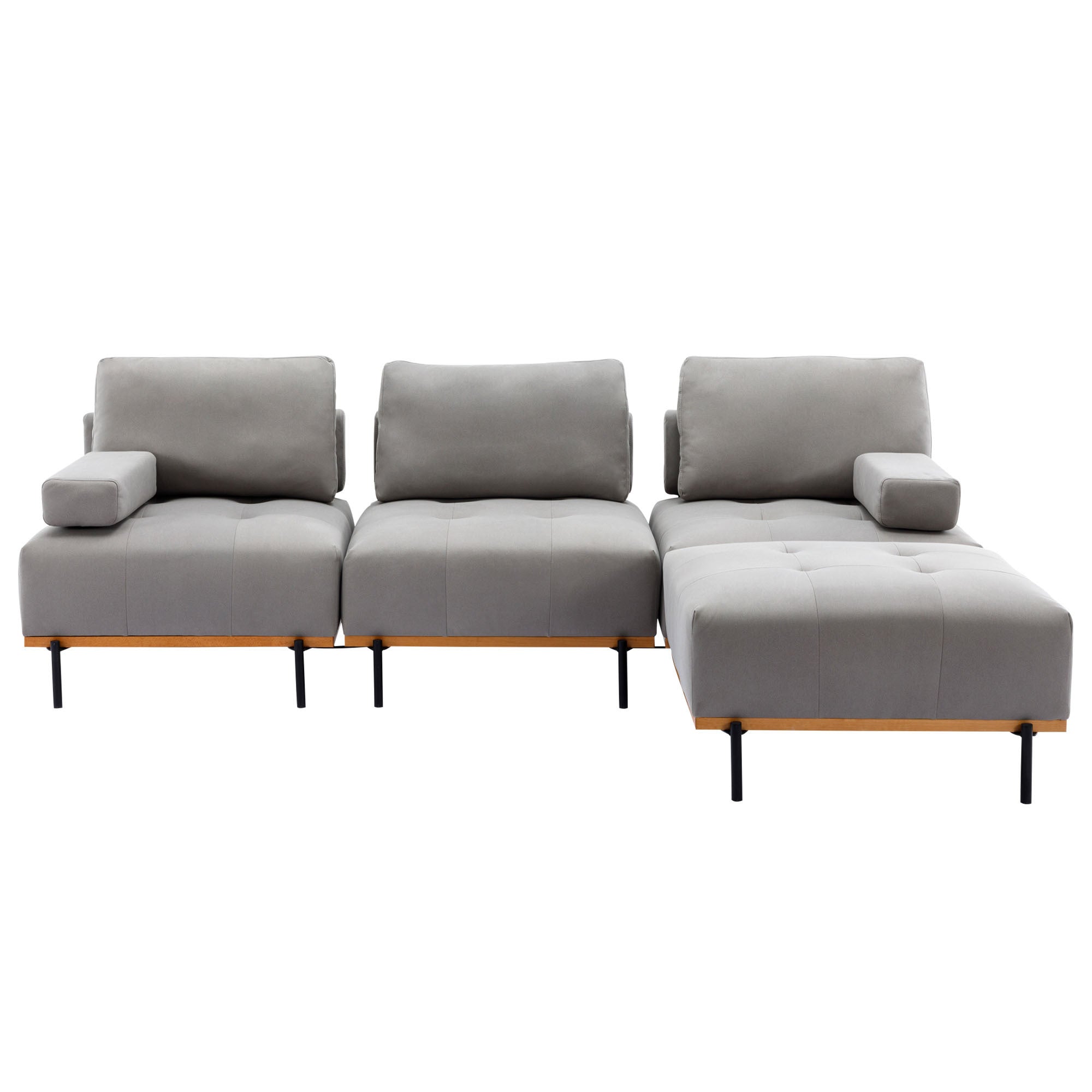 100.7'' L - Shape Sectional Sofa 3 - Seater Couches with a Removable Ottoman, Comfortable Fabric for Living Room, Apartment, Grey - Tuesday Morning - Sofas & Sectionals