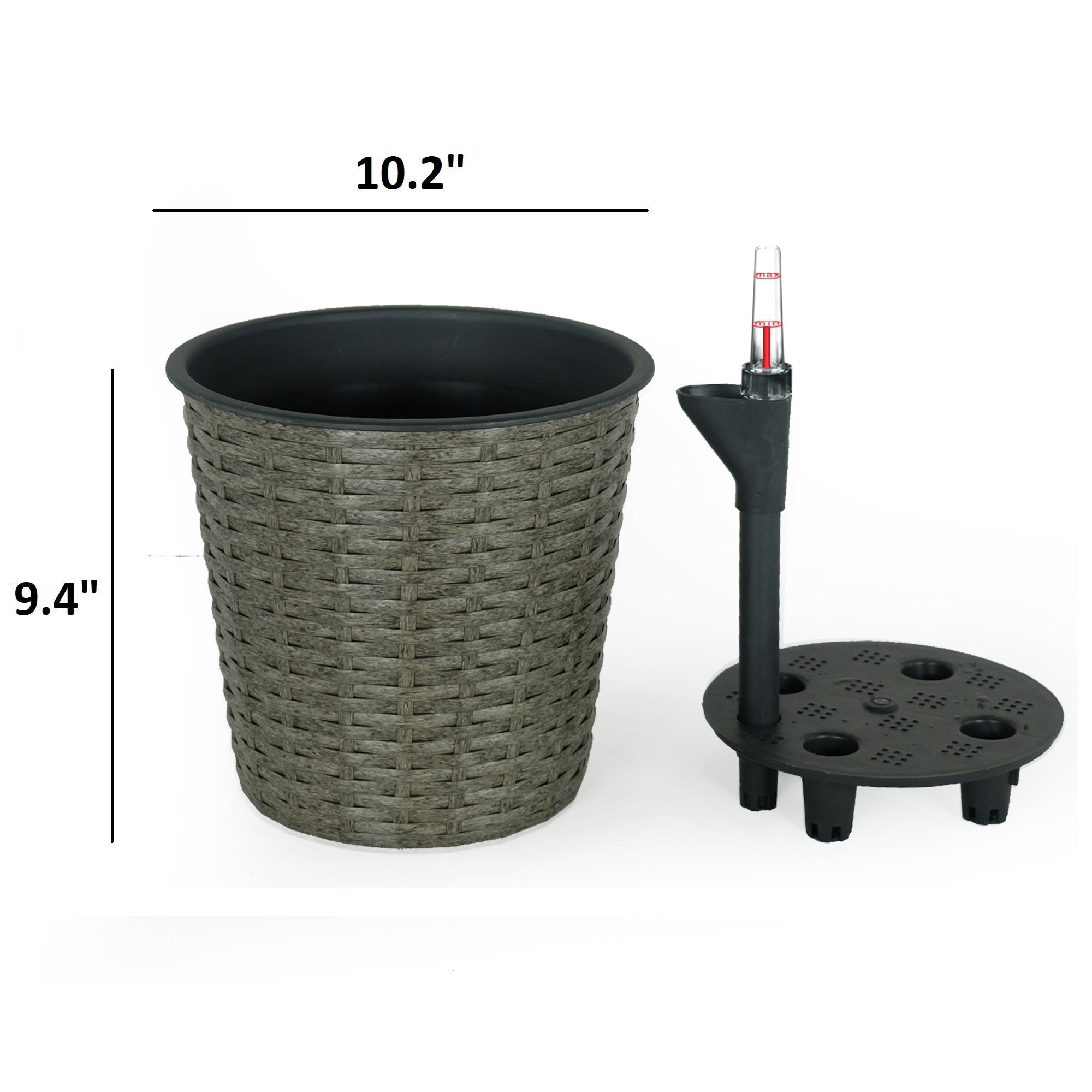 10.2 Self - watering Wicker Decor Planter for Indoor and Outdoor - Round - Grey - Tuesday Morning - Pots & Planters