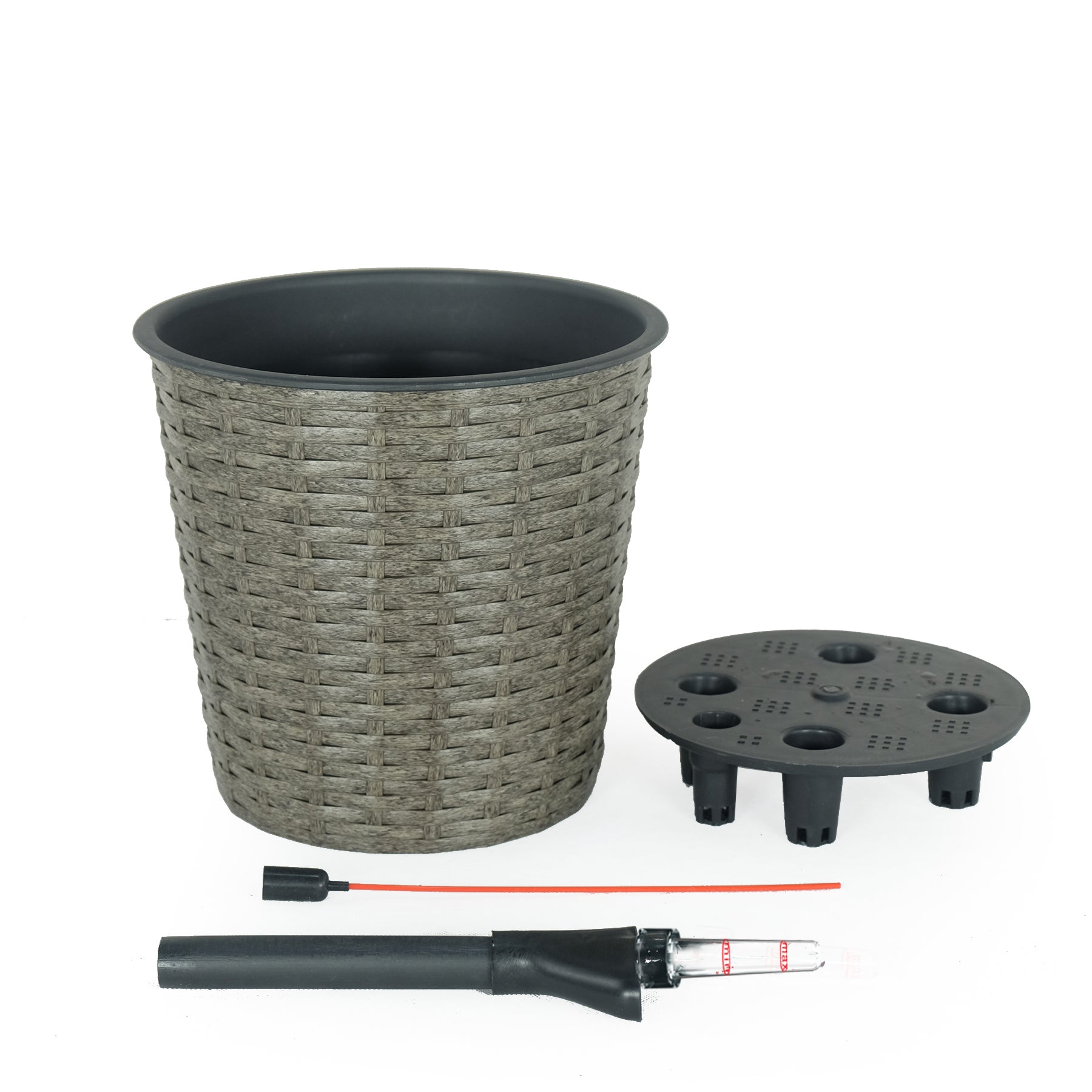 10.2 Self - watering Wicker Decor Planter for Indoor and Outdoor - Round - Grey - Tuesday Morning - Pots & Planters