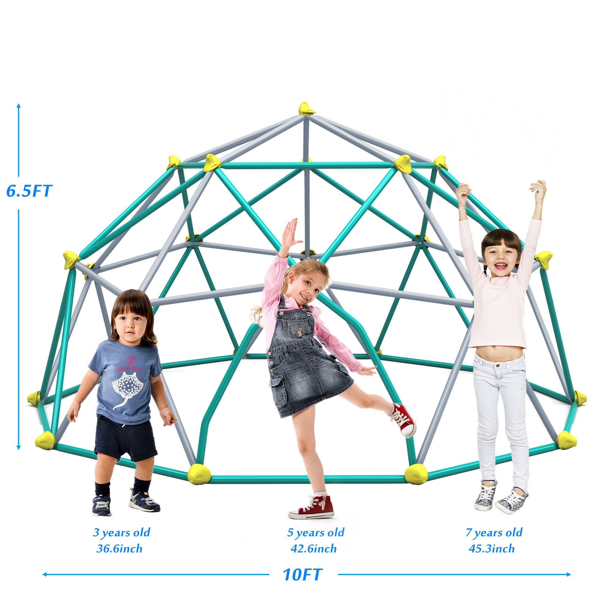 10ft Geometric Dome Climber Play Center, Kids Climbing Dome Tower with Hammock, Rust & UV Resistant Steel Supporting 1000 LBS - Tuesday Morning - Outdoor Games