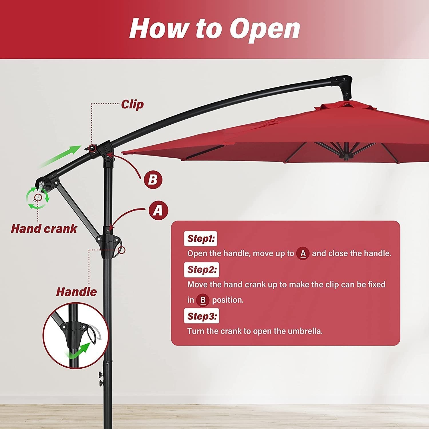 10ft Offset Umbrella Cantilever Patio Hanging Umbrella Outdoor Market Umbrella with Crank & Cross Base , Red - Tuesday Morning - Patio Umbrellas & Bases