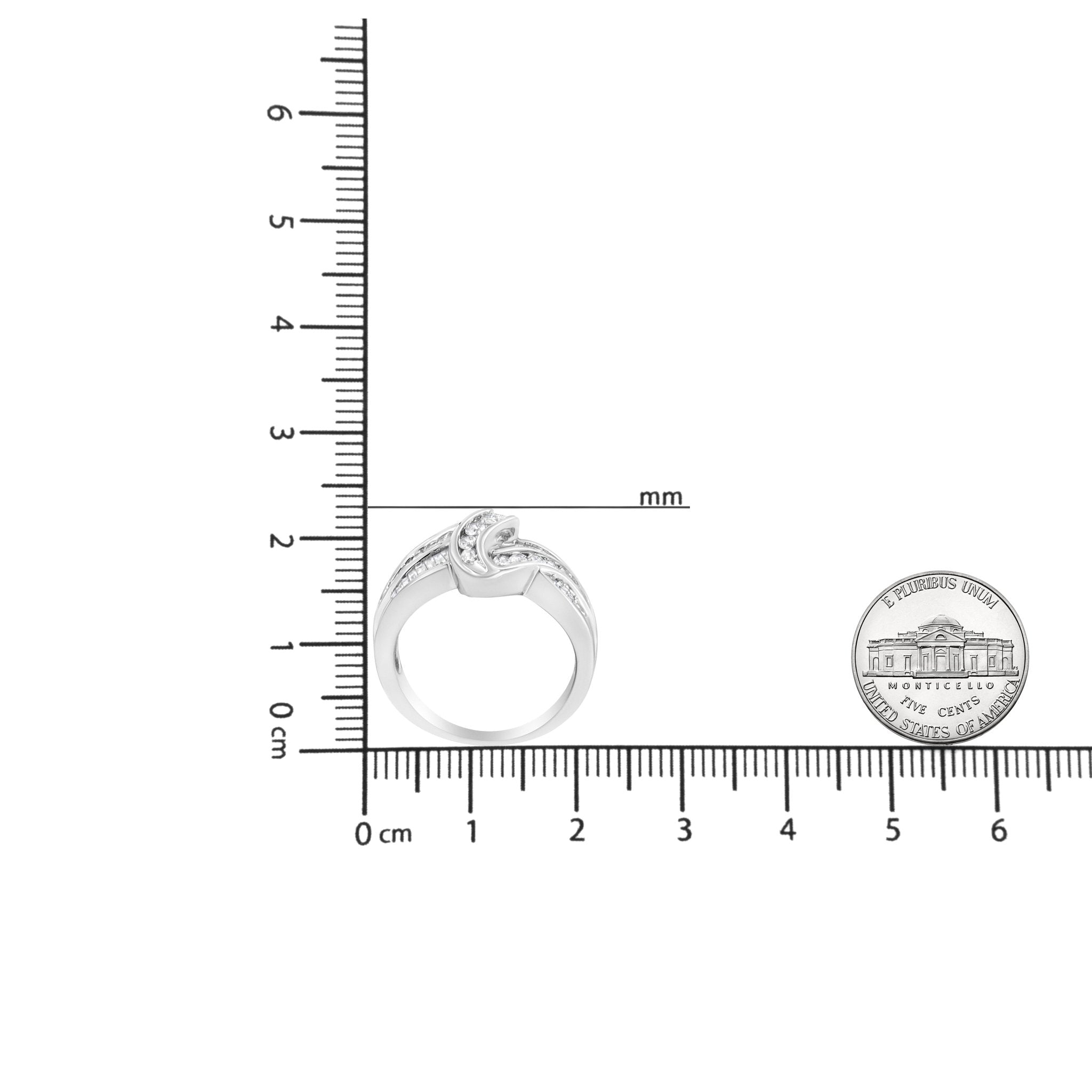 10K White Gold Ring 3/4 Cttw Round - Cut Diamond Bypass Ring (H - I Color, I2 - I3 Clarity) - Tuesday Morning - Rings