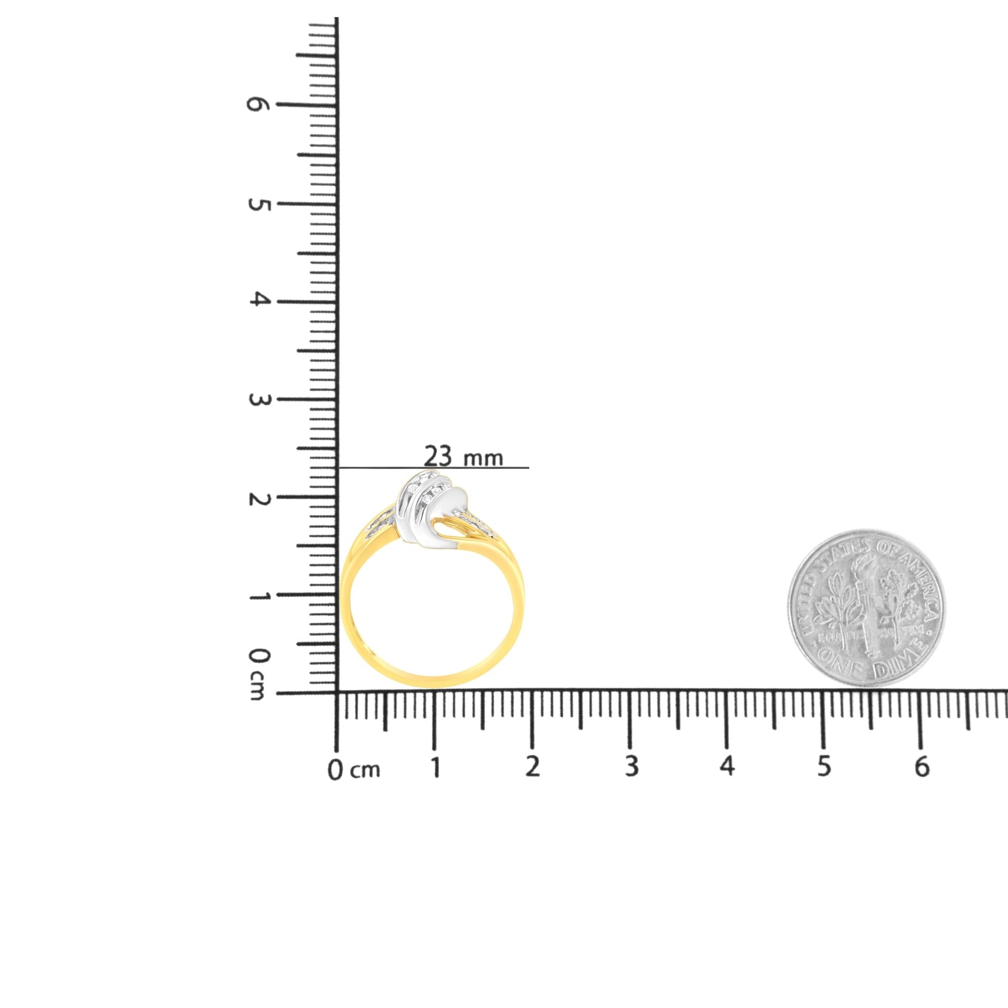 10K Yellow and White Gold 1/15 Cttw Round - Cut Diamond Bypass Ring (I2 Color, I - J Clarity) - Tuesday Morning - Rings