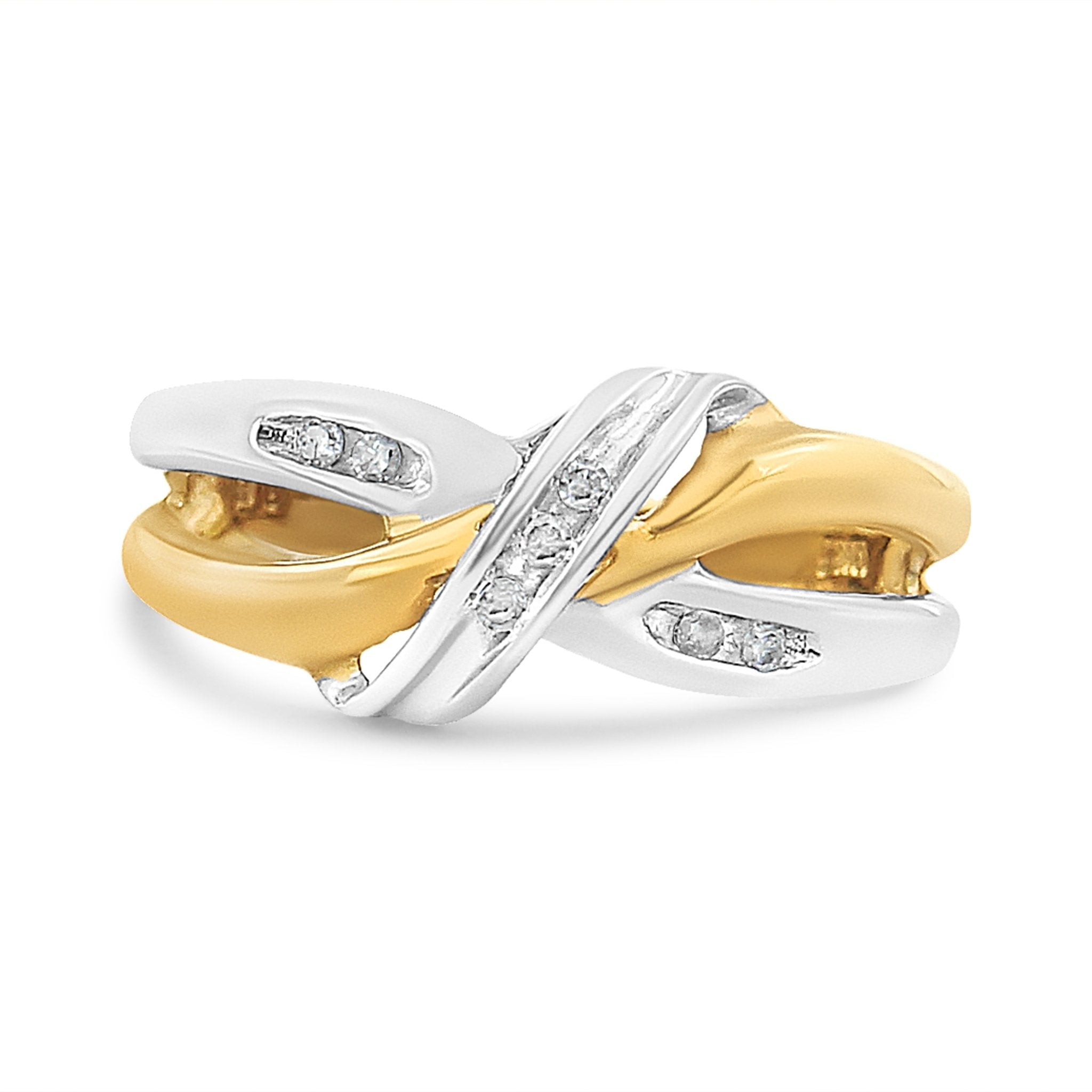 10K Yellow and White Gold 1/20 Cttw Round - Cut Diamond Bypass Ring (I2 Color, I - J Clarity) - Tuesday Morning - Rings