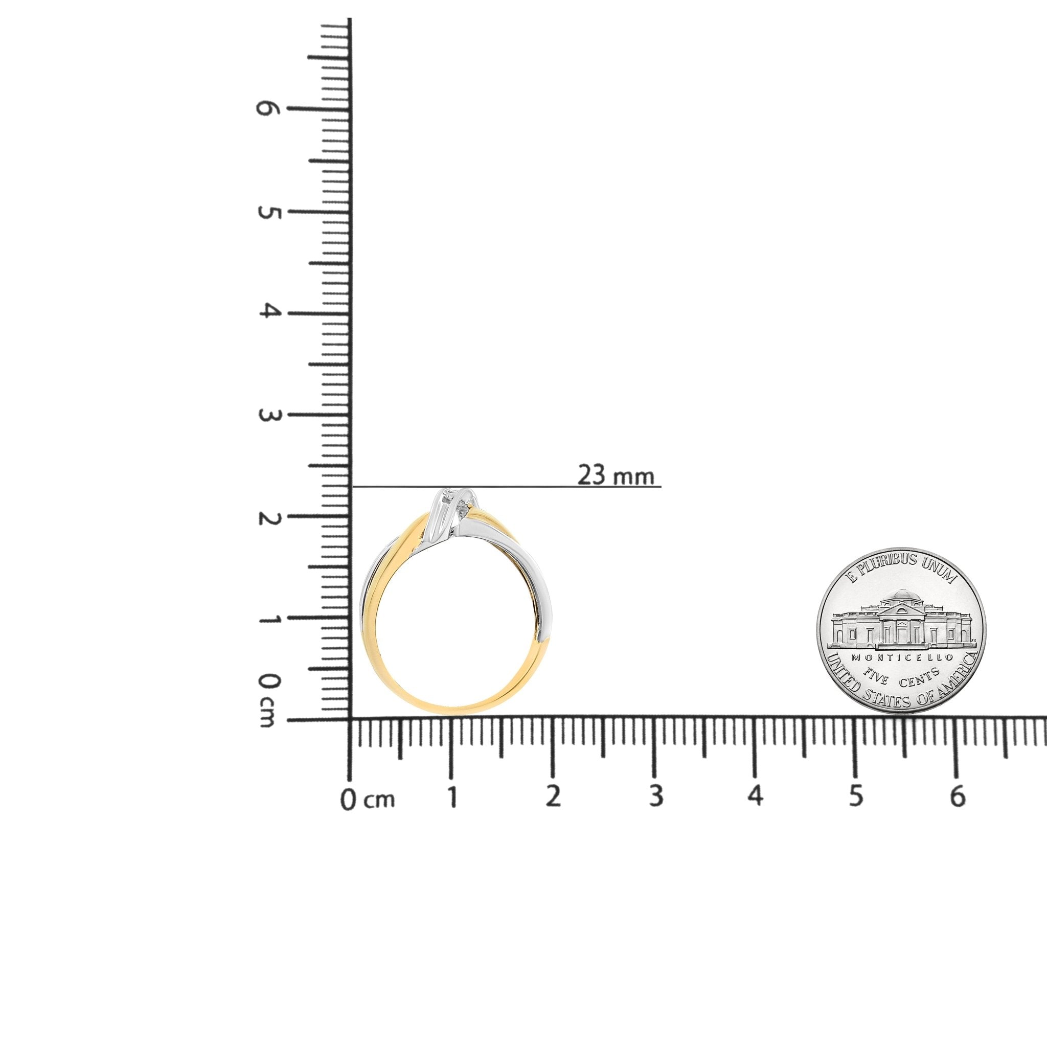 10K Yellow and White Gold 1/20 Cttw Round - Cut Diamond Bypass Ring (I2 Color, I - J Clarity) - Tuesday Morning - Rings