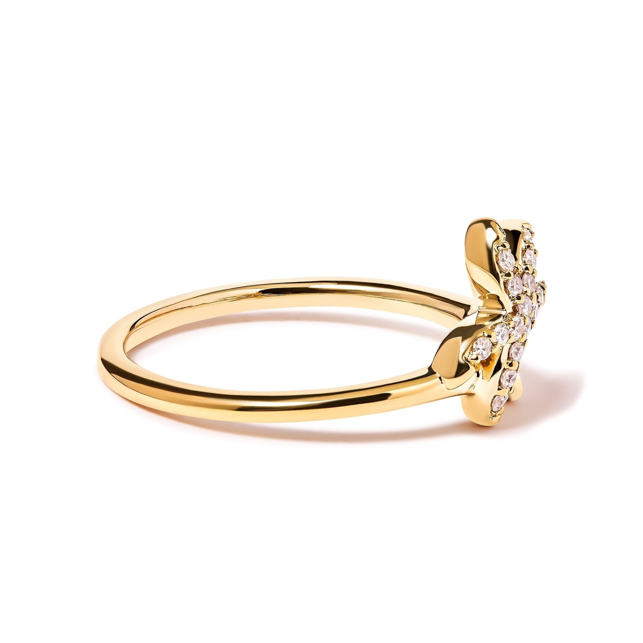 10K Yellow Gold 1/10 Cttw Diamond Palm Tree Statement Ring (H - I Color, I1 - I2 Clarity) - Tuesday Morning - Rings