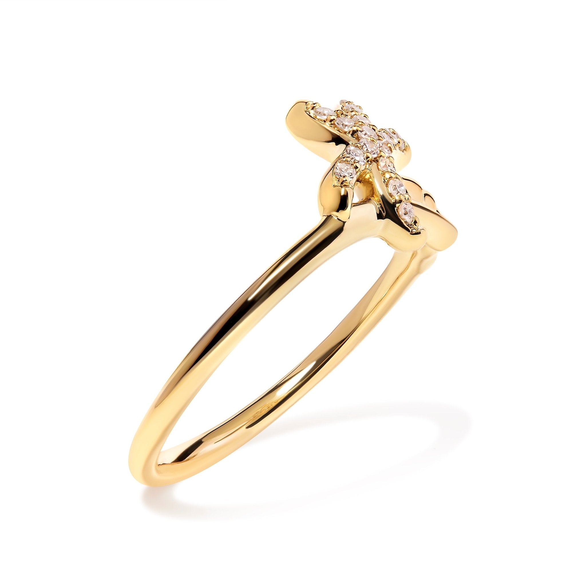 10K Yellow Gold 1/10 Cttw Diamond Palm Tree Statement Ring (H - I Color, I1 - I2 Clarity) - Tuesday Morning - Rings