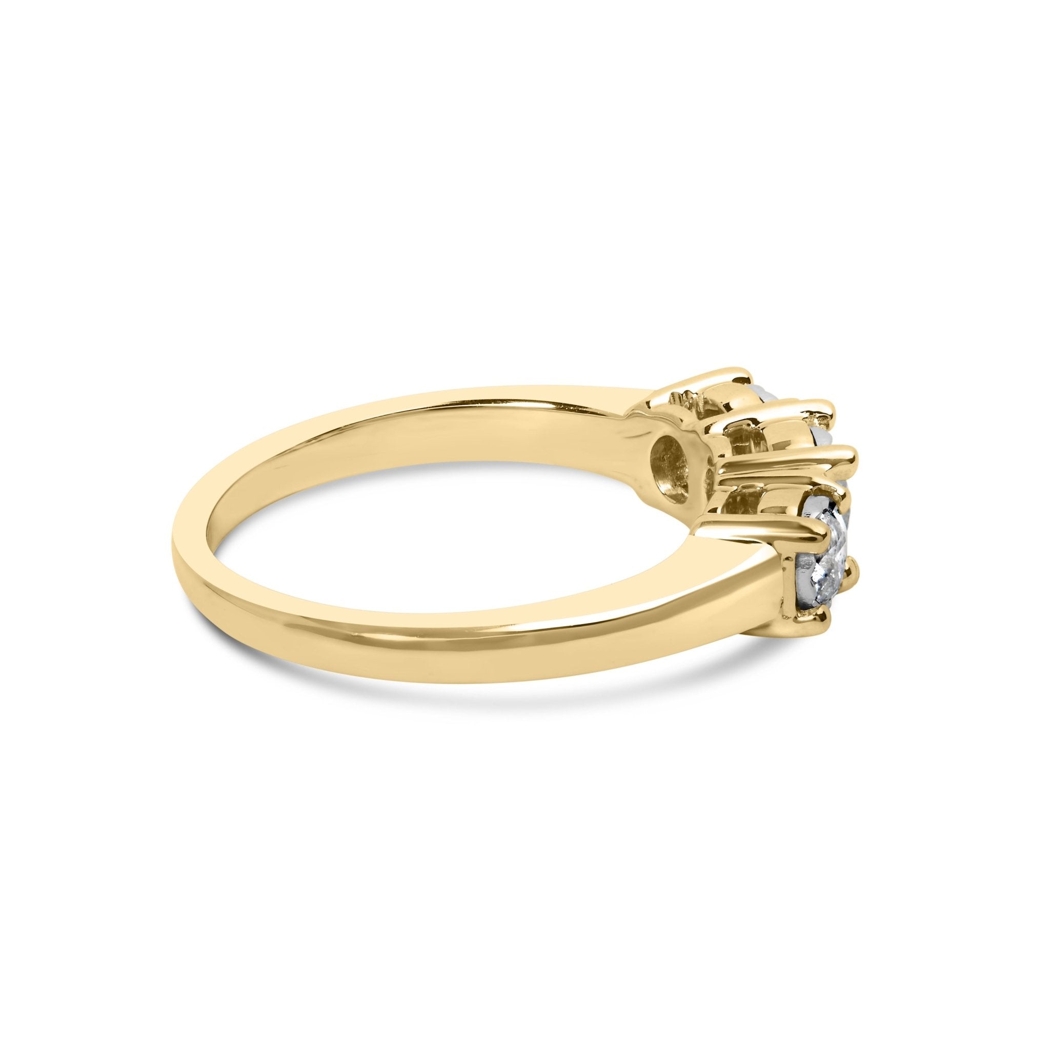 10K Yellow Gold 1/2 Cttw Miracle Set Round Diamond Three Stone Illusion Plate Ring (I - J Color, I2 - I3 Clarity) - Tuesday Morning - Rings