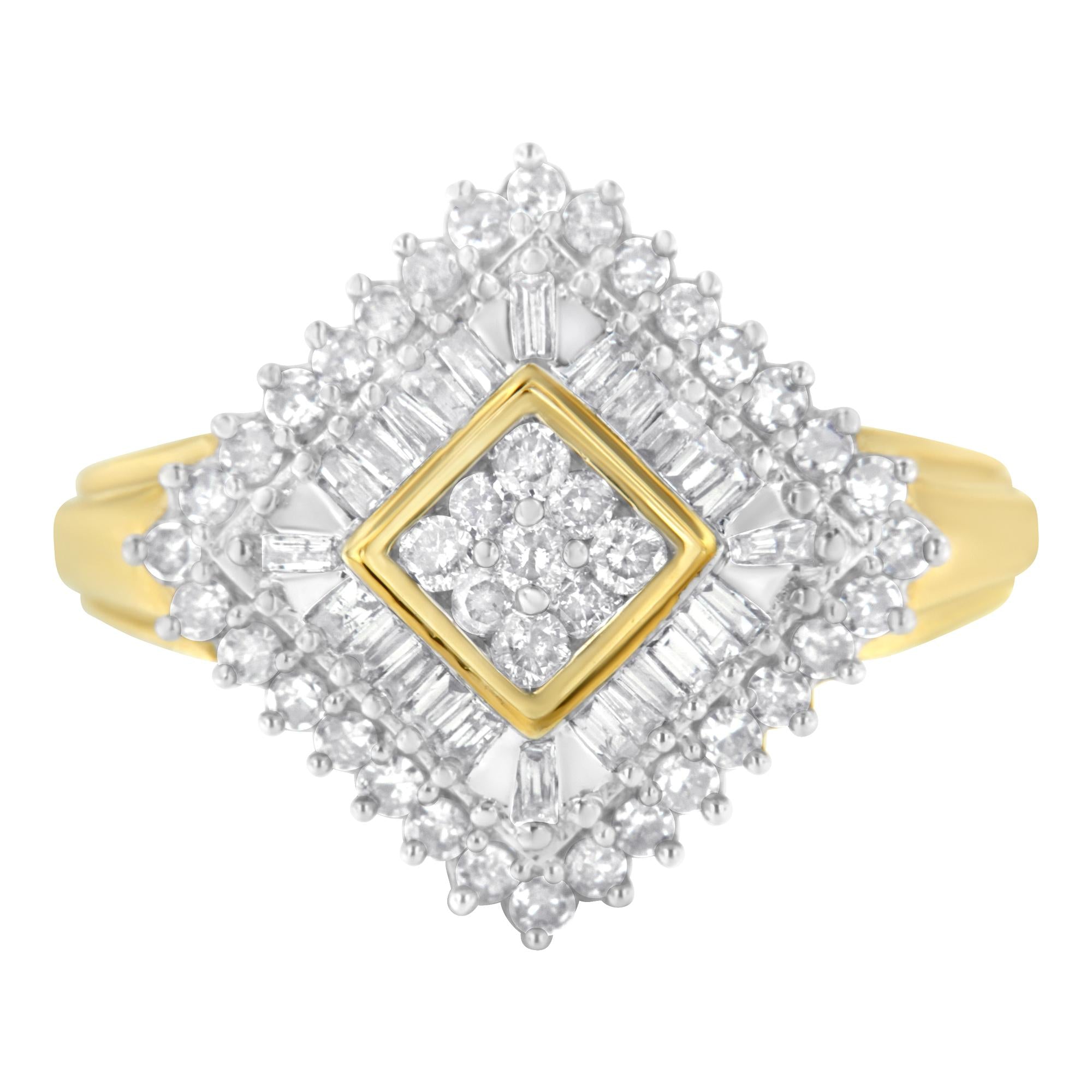 10K Yellow Gold Diamond Ballerina Ring (1 Cttw, I - J Color, I1 - I2 Clarity) - Tuesday Morning - Rings