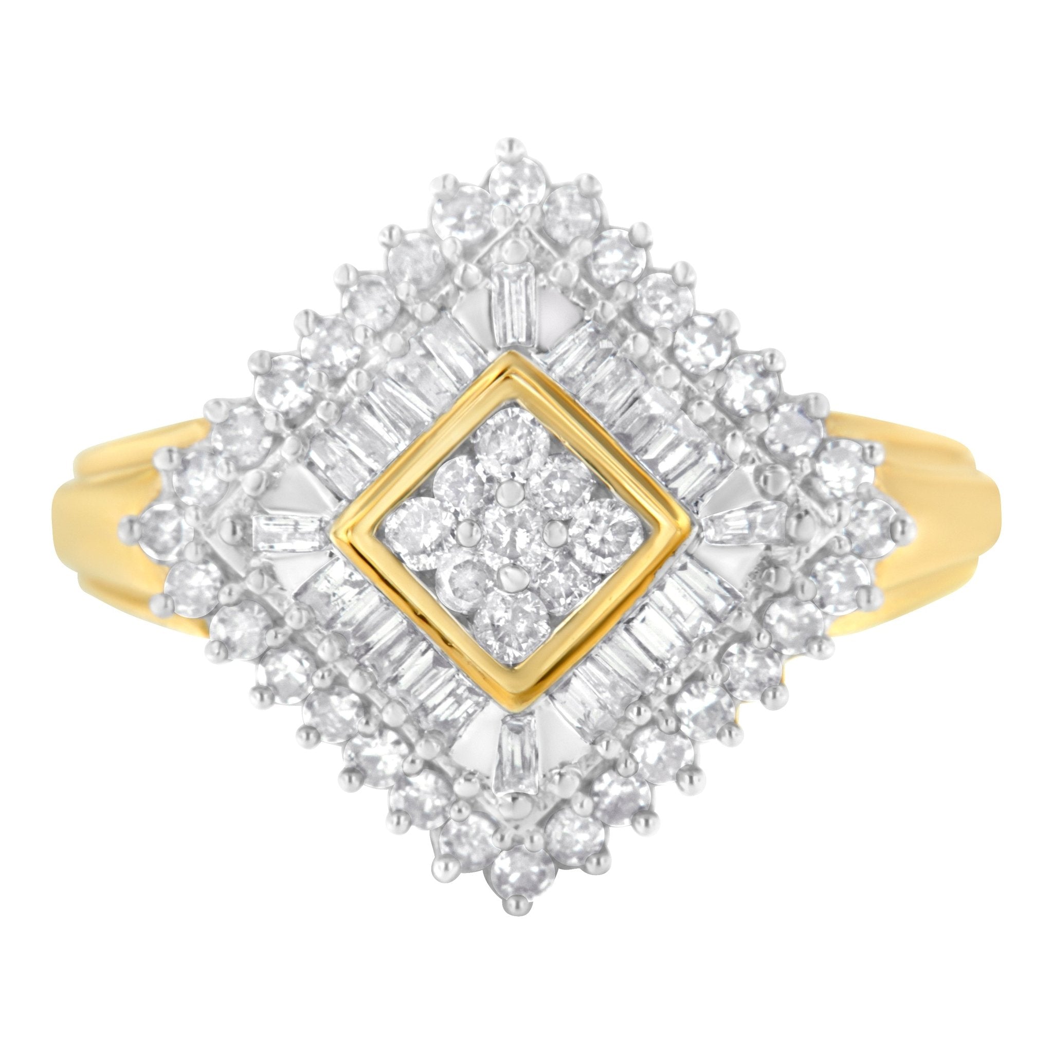 10K Yellow Gold Diamond Ballerina Ring (1 Cttw, I - J Color, I1 - I2 Clarity) - Tuesday Morning - Rings