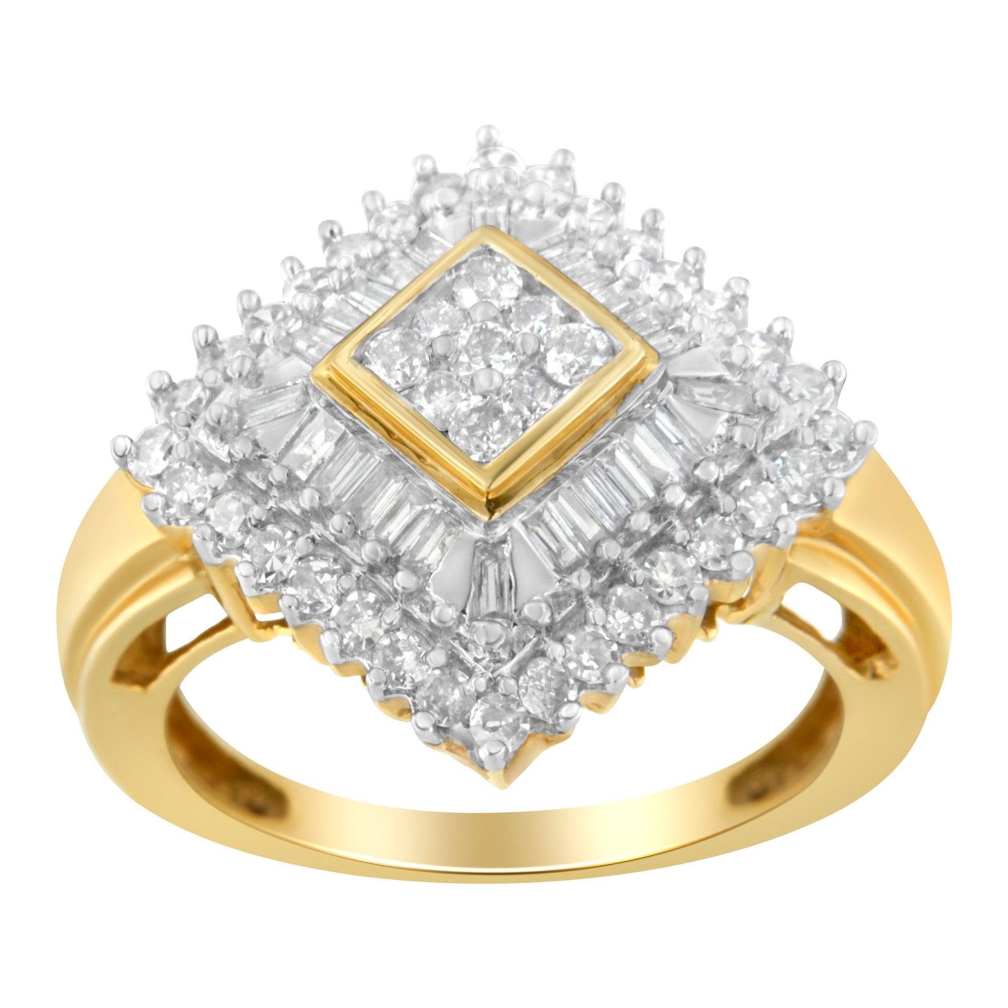 10K Yellow Gold Diamond Ballerina Ring (1 Cttw, I - J Color, I1 - I2 Clarity) - Tuesday Morning - Rings