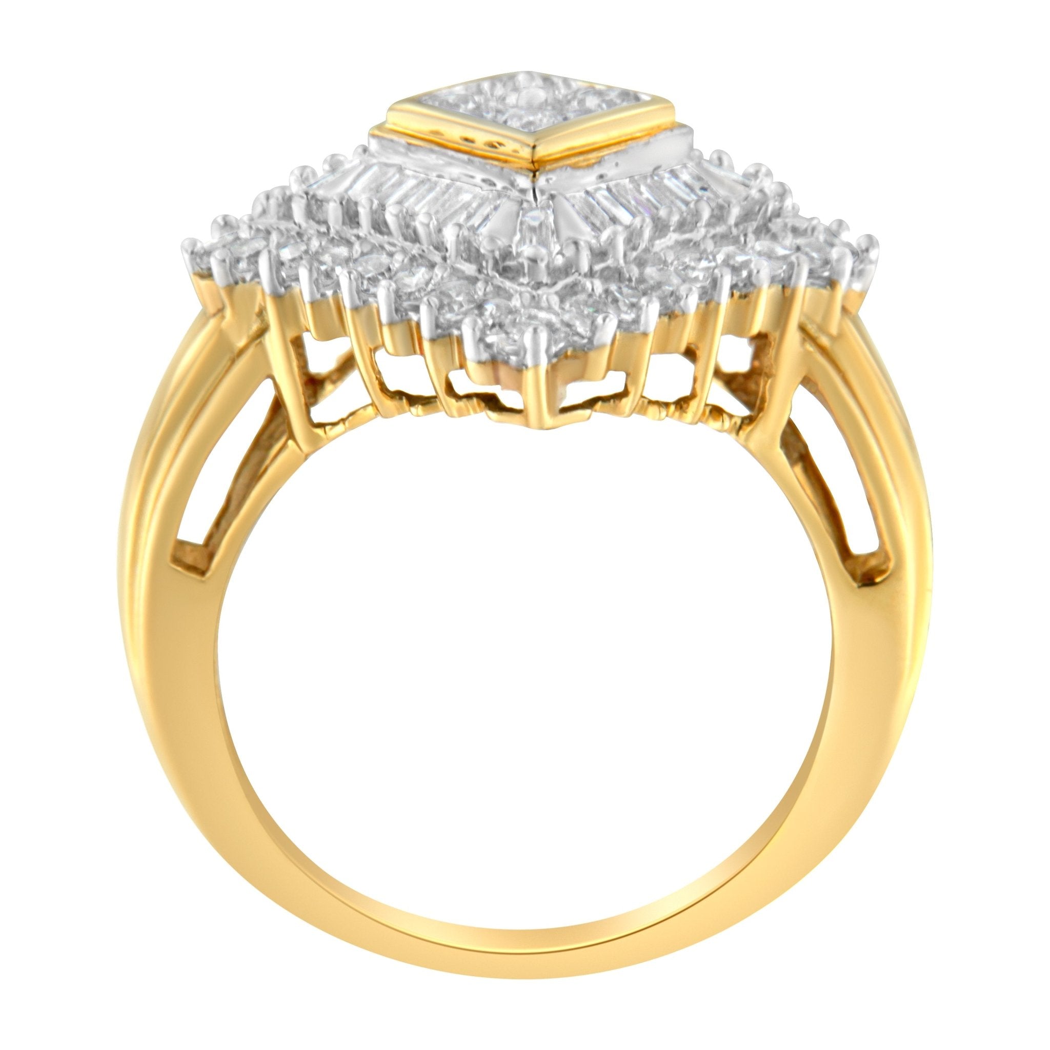 10K Yellow Gold Diamond Ballerina Ring (1 Cttw, I - J Color, I1 - I2 Clarity) - Tuesday Morning - Rings