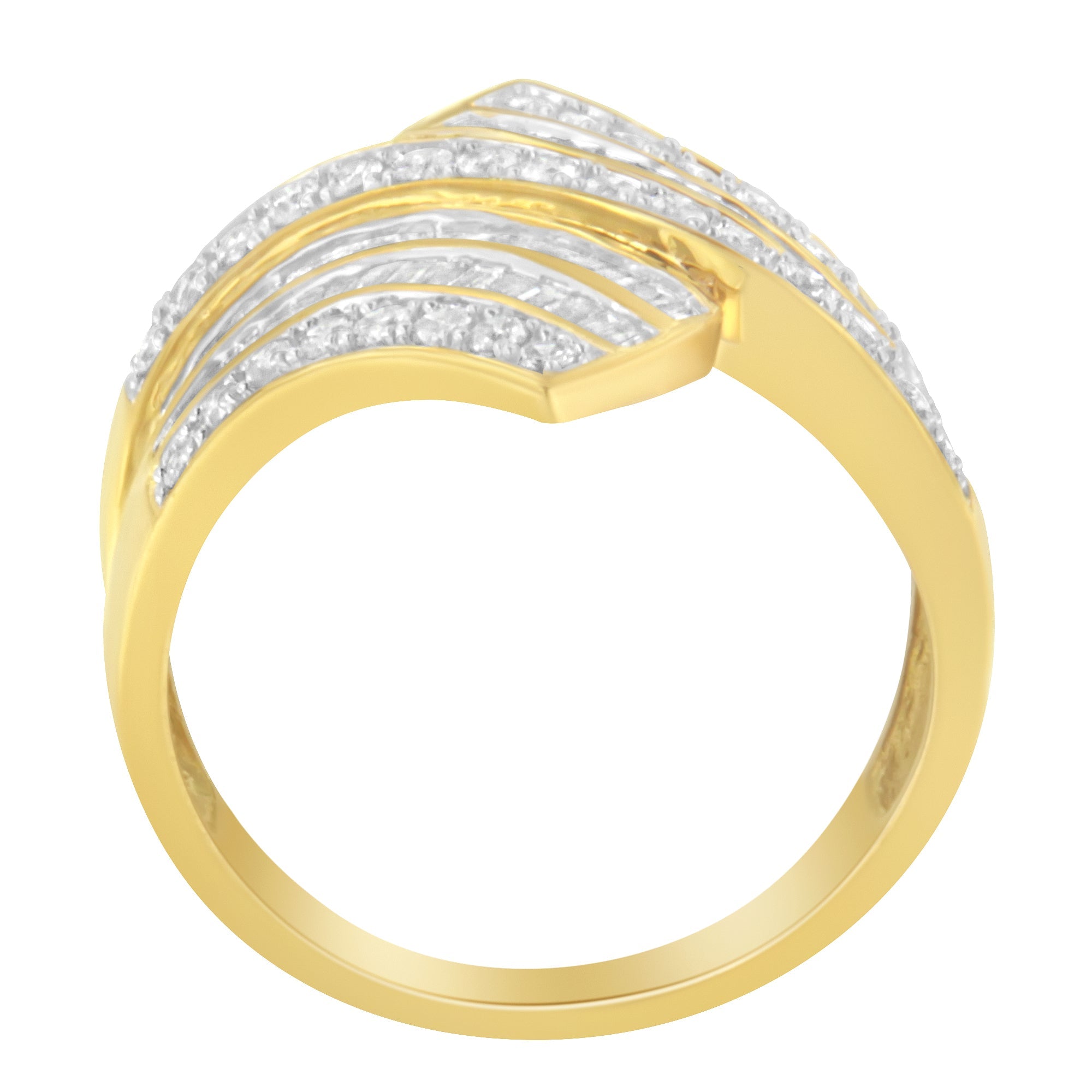 10K Yellow Gold Diamond Bypass Ring (1 1/7 Cttw, I - J Color, I1 - I2 Clarity) - Tuesday Morning - Rings