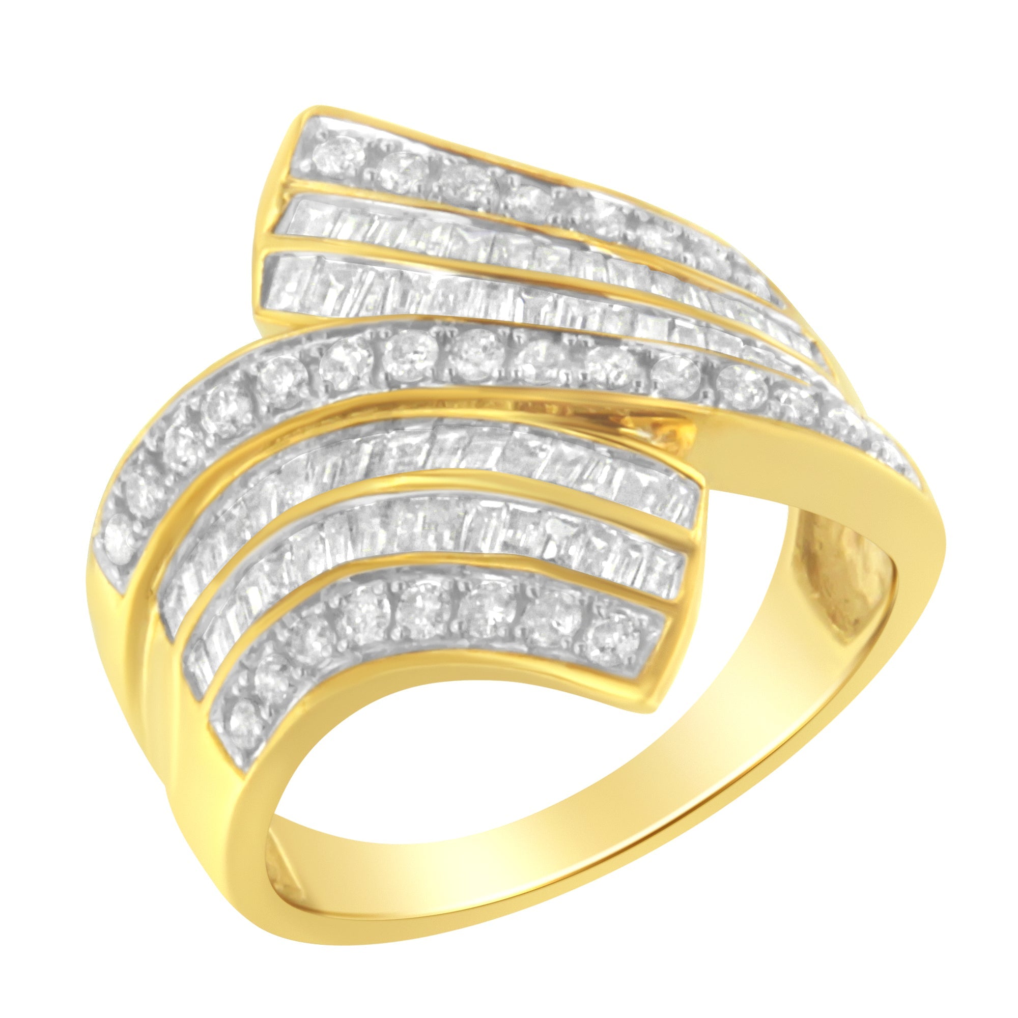 10K Yellow Gold Diamond Bypass Ring (1 1/7 Cttw, I - J Color, I1 - I2 Clarity) - Tuesday Morning - Rings