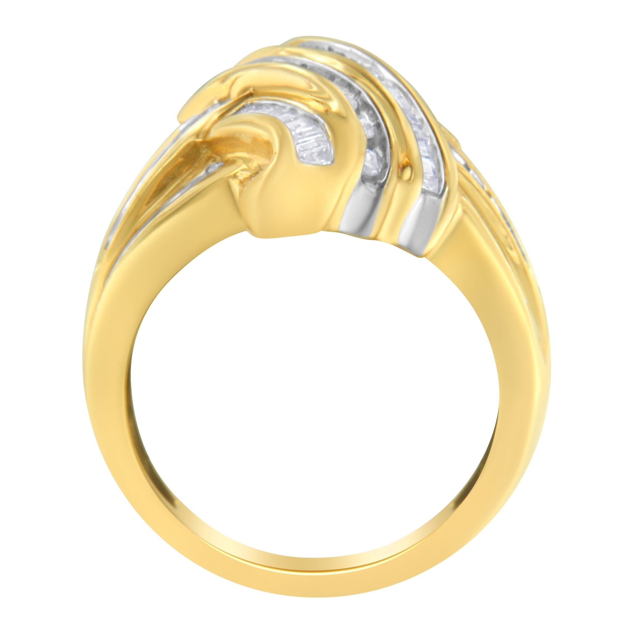 10K Yellow Gold Diamond Bypass Ring (1.0 cttw, H - I Color, I2 - I3 Clarity) - Tuesday Morning - Rings