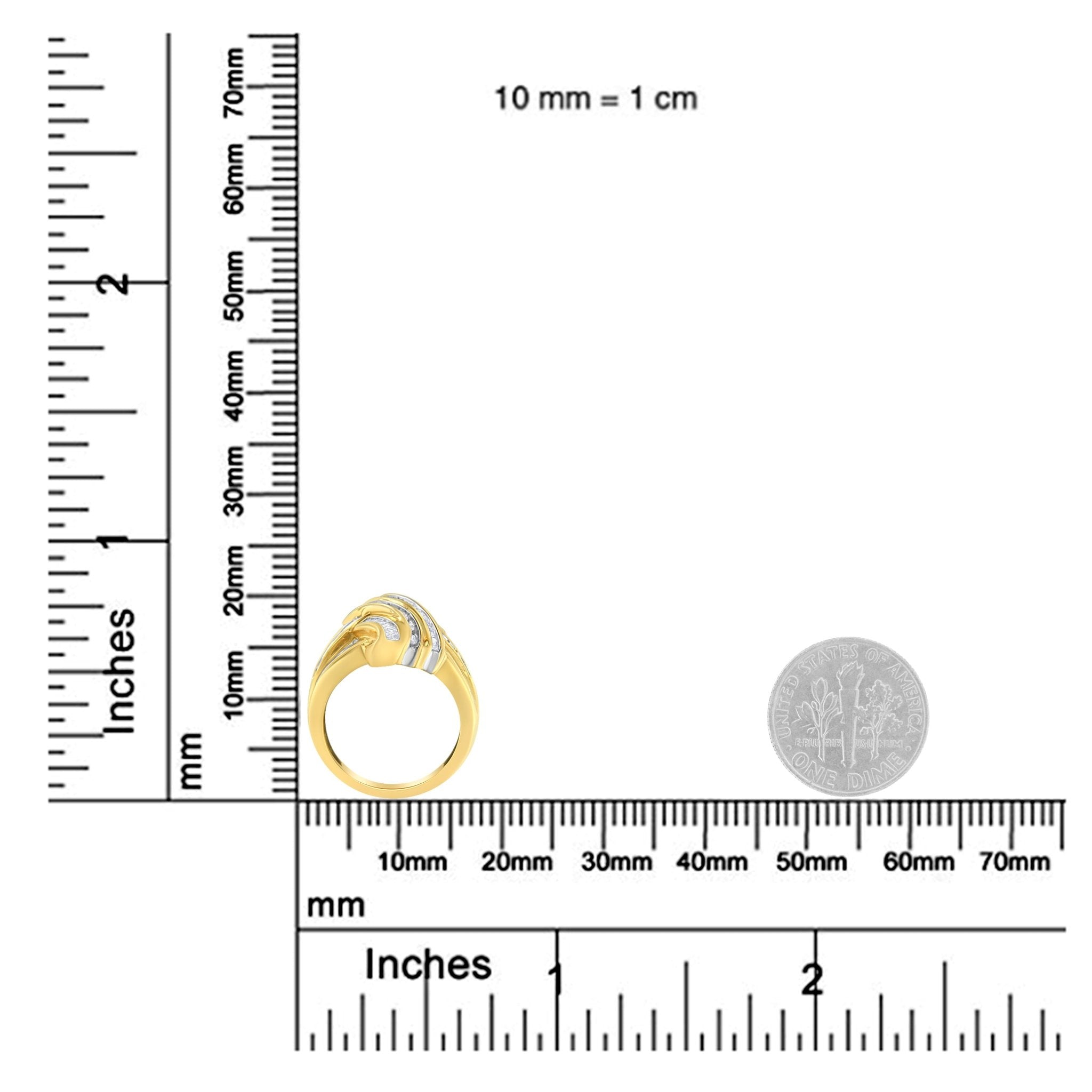 10K Yellow Gold Diamond Bypass Ring (1.0 cttw, H - I Color, I2 - I3 Clarity) - Tuesday Morning - Rings