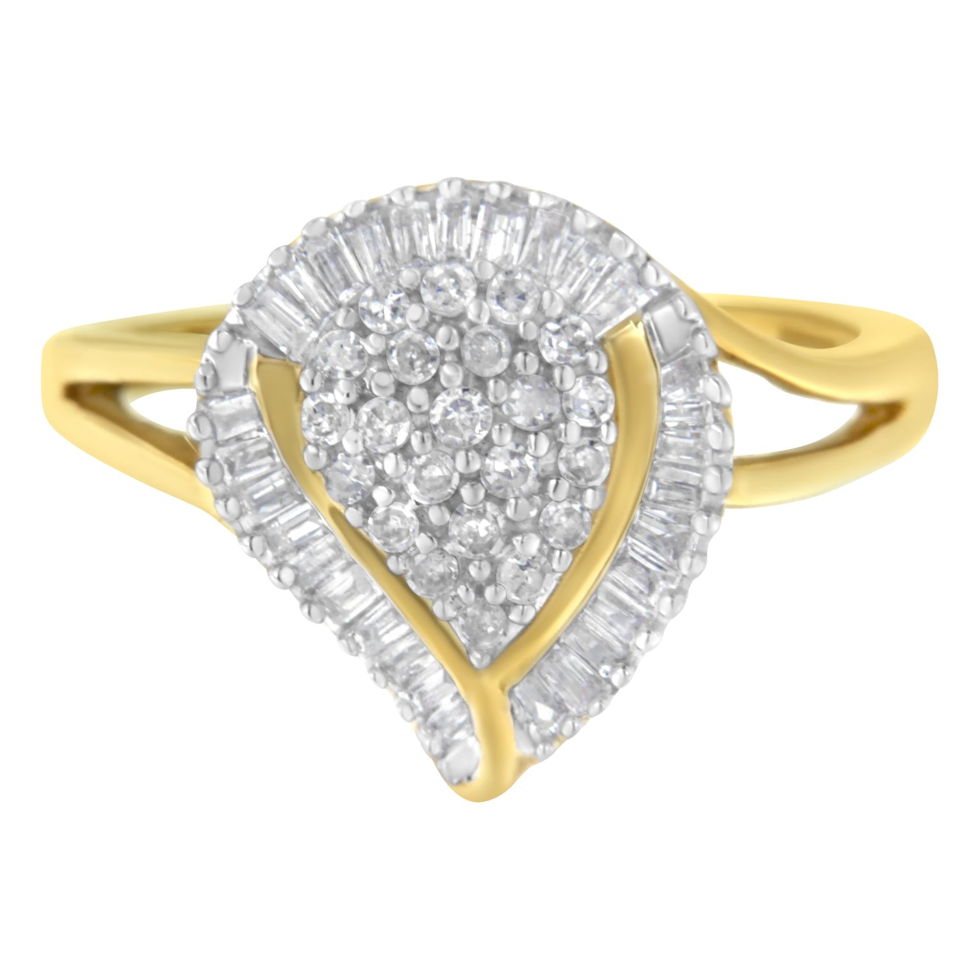 10K Yellow Gold Diamond Cluster Ring (1/2 Cttw, I - J Color, I1 - I2 Clarity) - Tuesday Morning - Rings