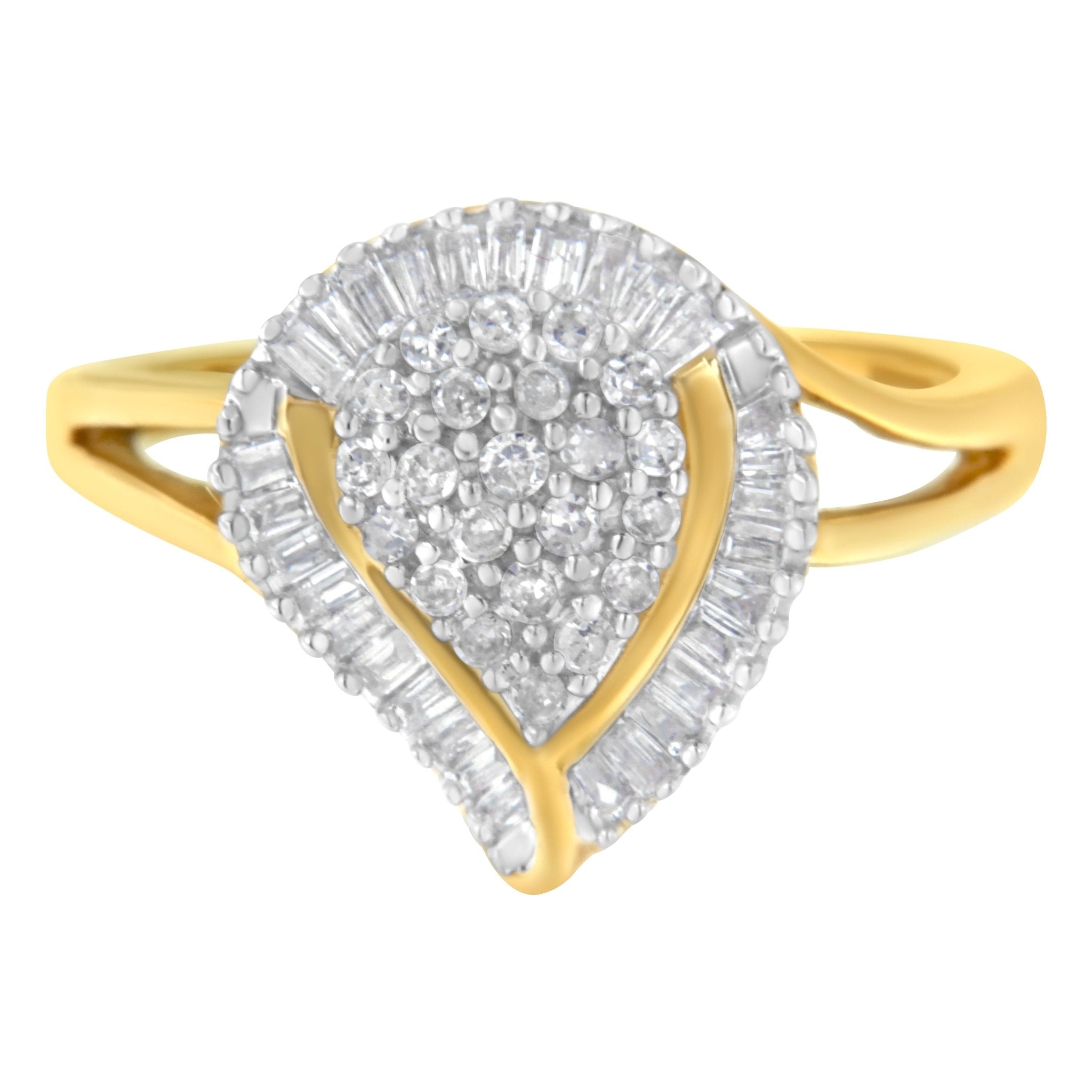 10K Yellow Gold Diamond Cluster Ring (1/2 Cttw, I - J Color, I1 - I2 Clarity) - Tuesday Morning - Rings