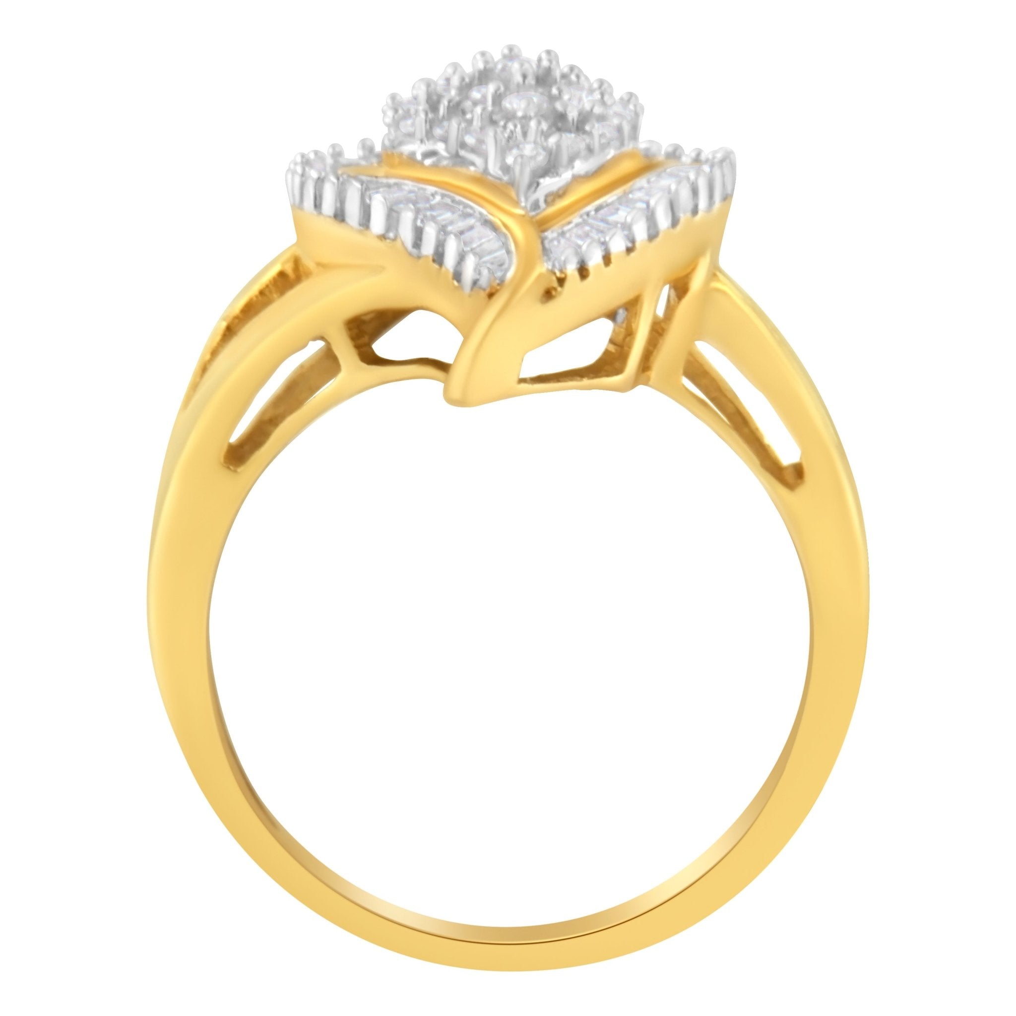 10K Yellow Gold Diamond Cluster Ring (1/2 Cttw, I - J Color, I1 - I2 Clarity) - Tuesday Morning - Rings