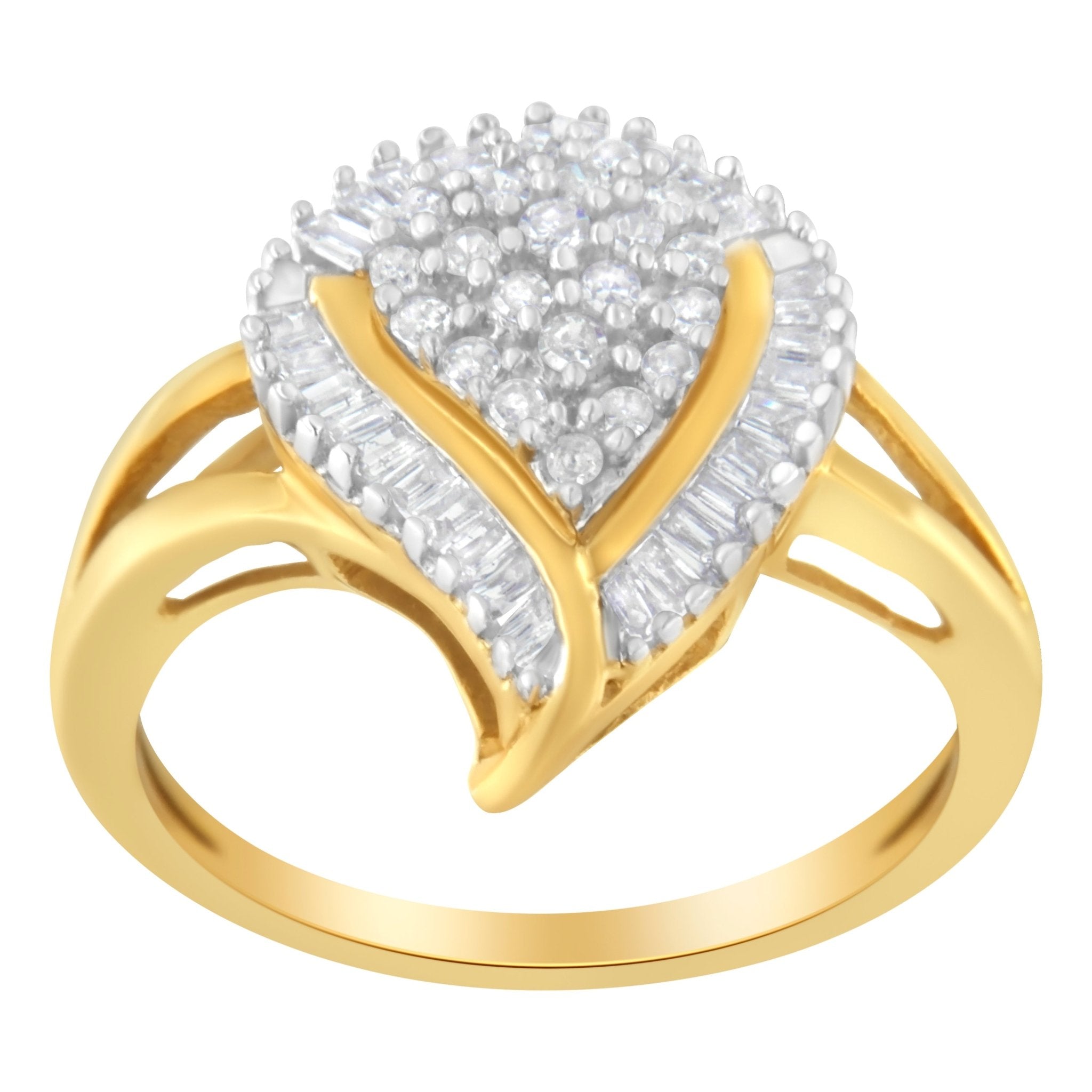 10K Yellow Gold Diamond Cluster Ring (1/2 Cttw, I - J Color, I1 - I2 Clarity) - Tuesday Morning - Rings