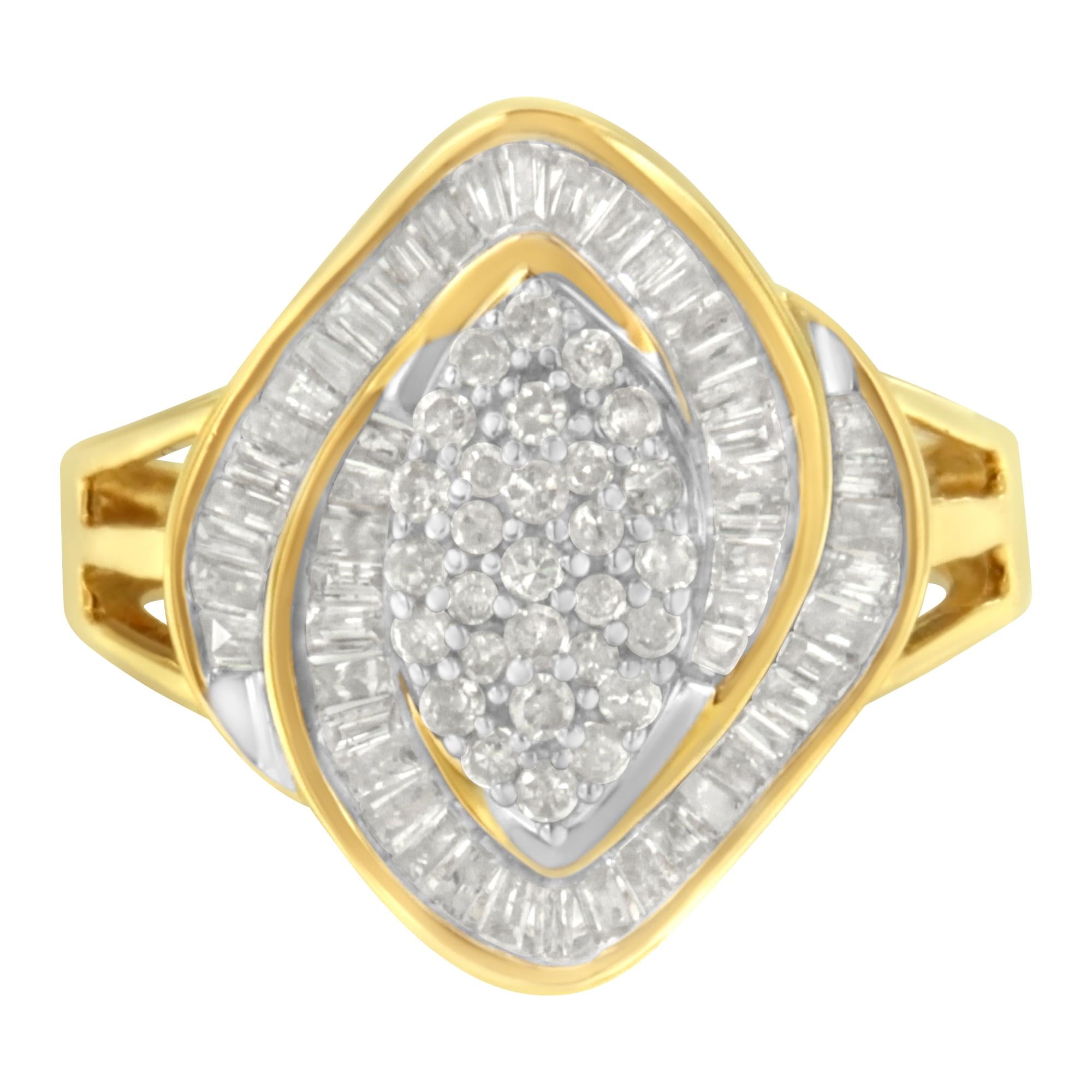 10K Yellow Gold Diamond Cluster Ring (3/4 Cttw, J - K Color, I2 - I3 Clarity) - Tuesday Morning - Rings