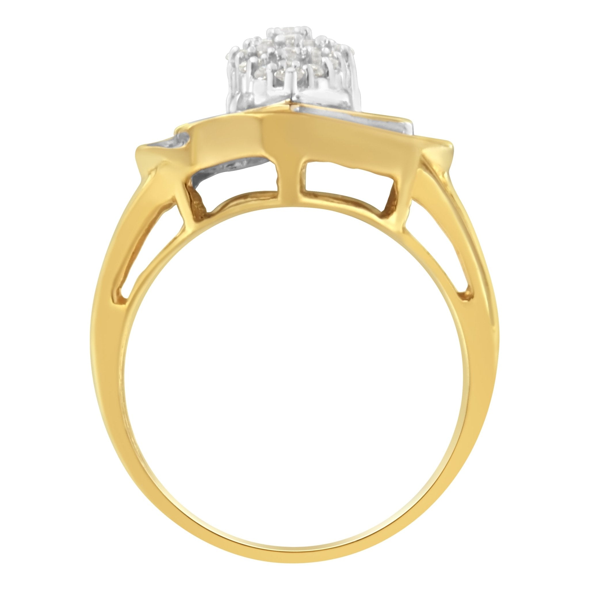 10K Yellow Gold Diamond Cluster Ring (3/4 Cttw, J - K Color, I2 - I3 Clarity) - Tuesday Morning - Rings