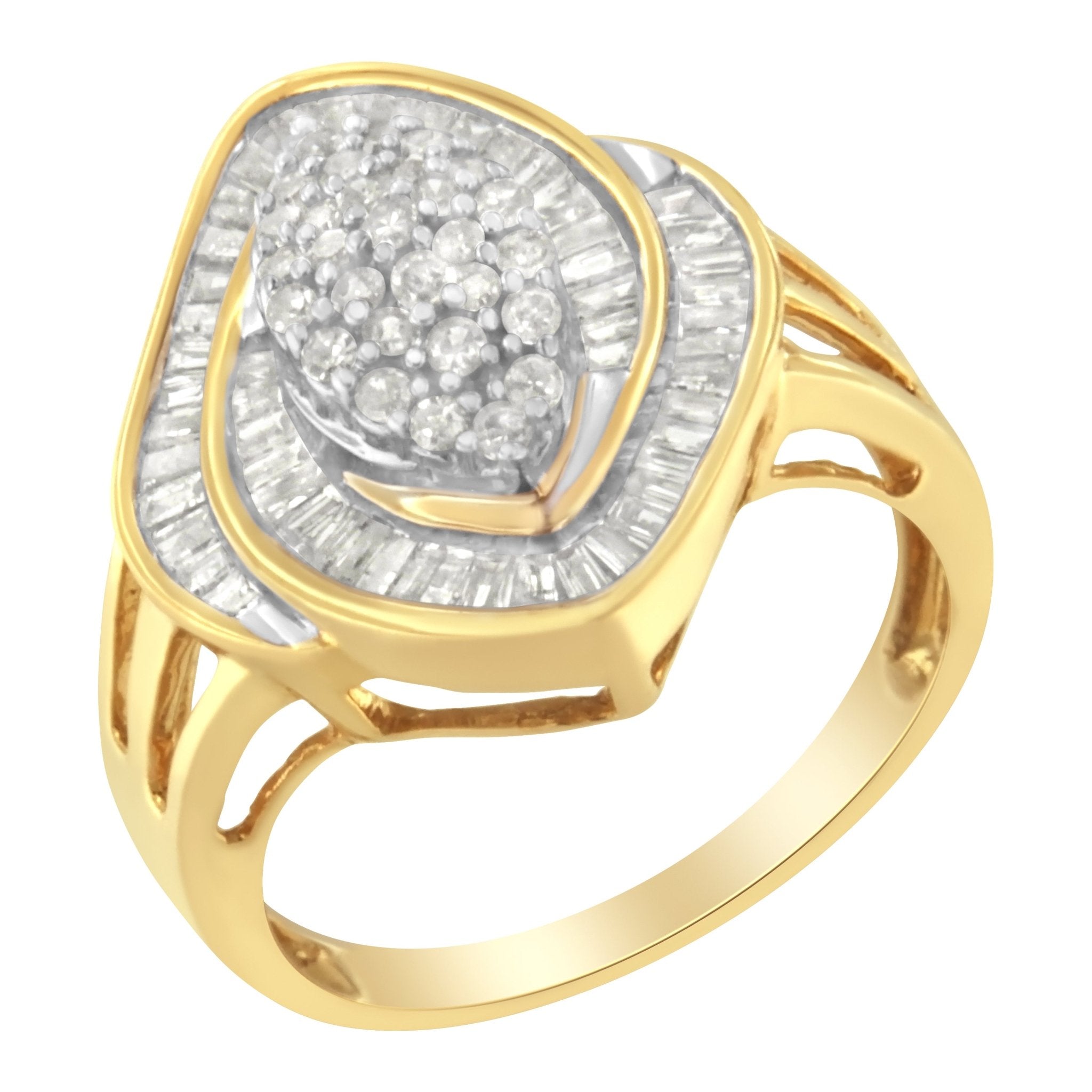 10K Yellow Gold Diamond Cluster Ring (3/4 Cttw, J - K Color, I2 - I3 Clarity) - Tuesday Morning - Rings