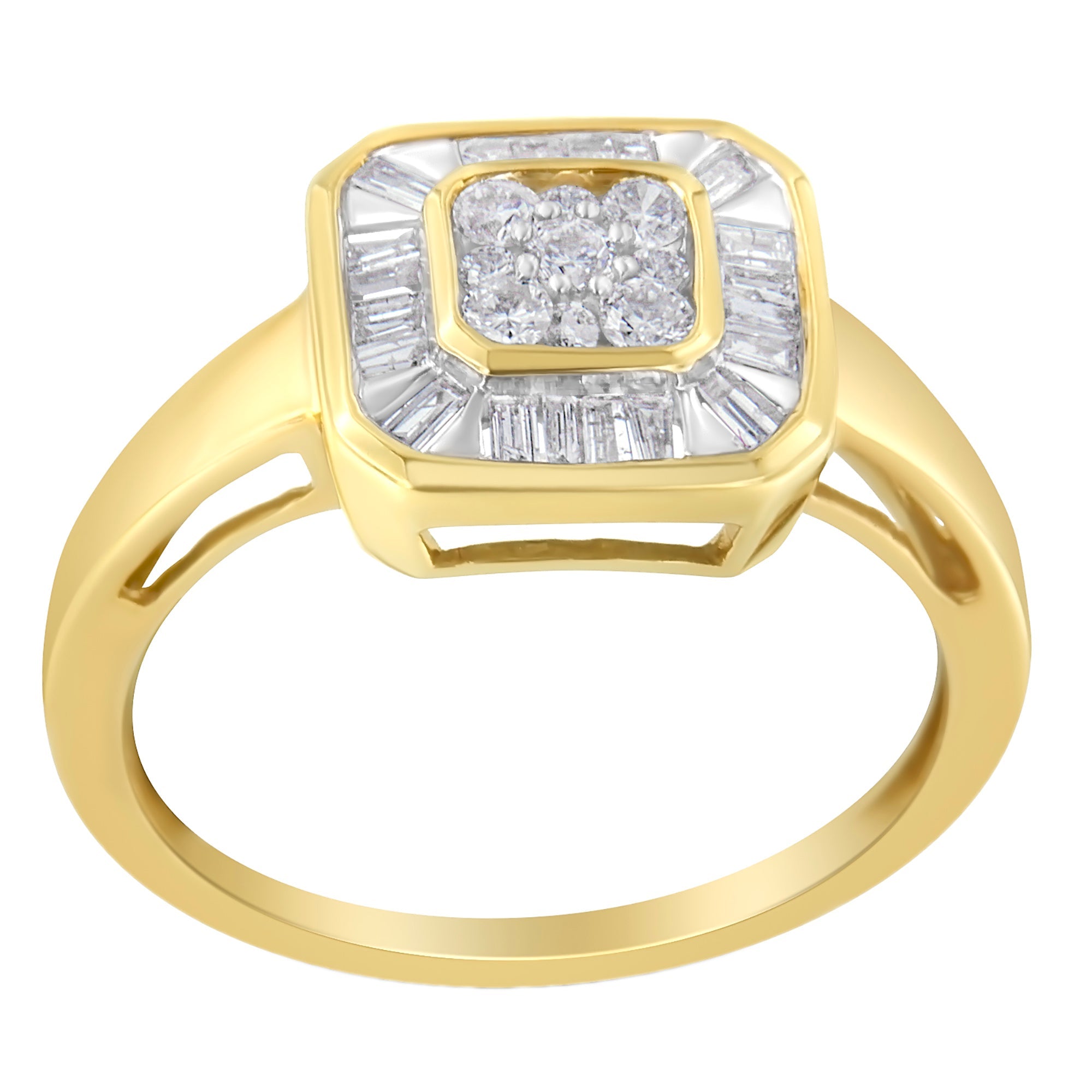 10K Yellow Gold Diamond Cocktail Ring (1/2 Cttw, I - J Color, SI2 - I1 Clarity) - Tuesday Morning - Rings