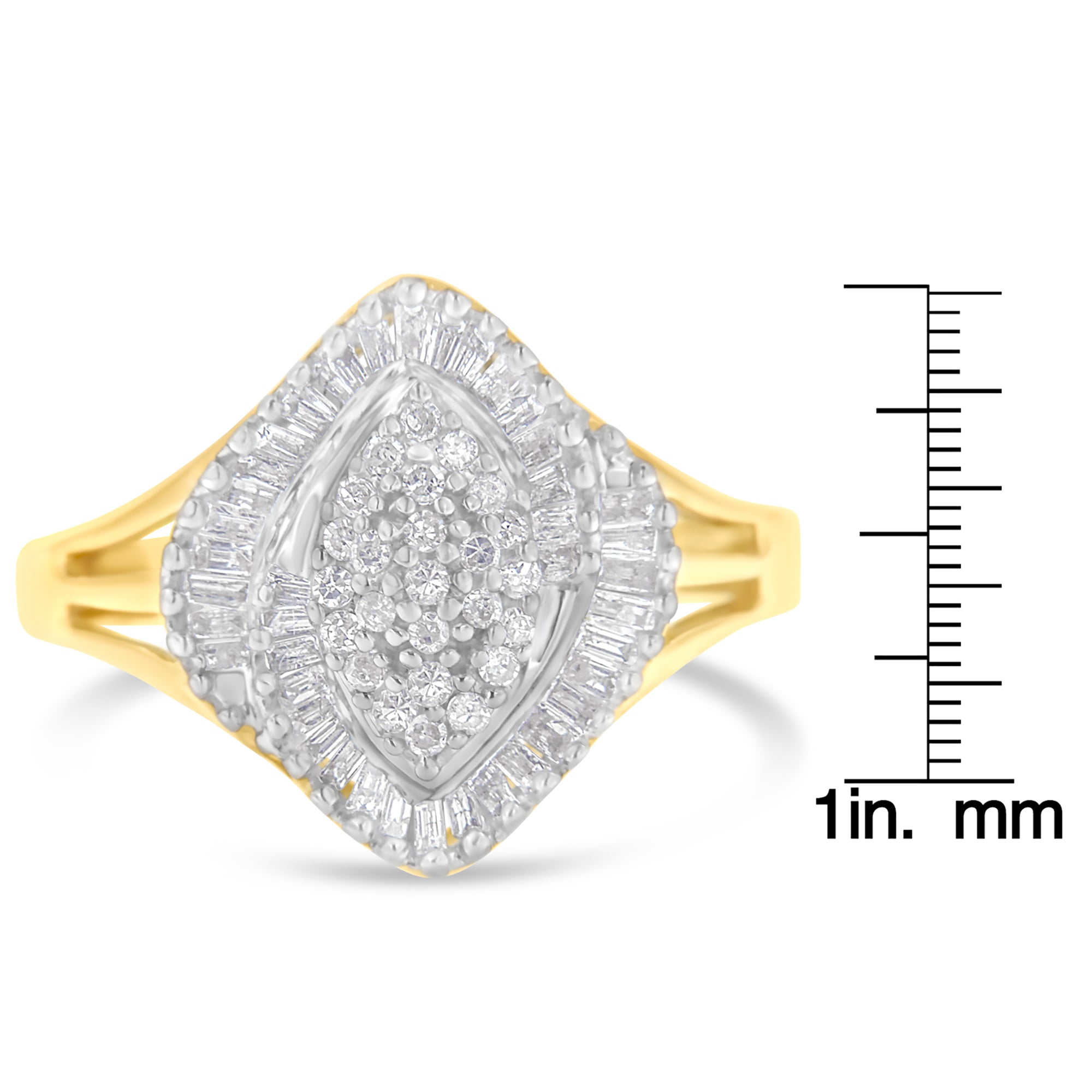 10K Yellow Gold Diamond Cocktail Ring (1/2 Cttw, J - K Color, I2 - I3 Clarity) - Tuesday Morning - Rings