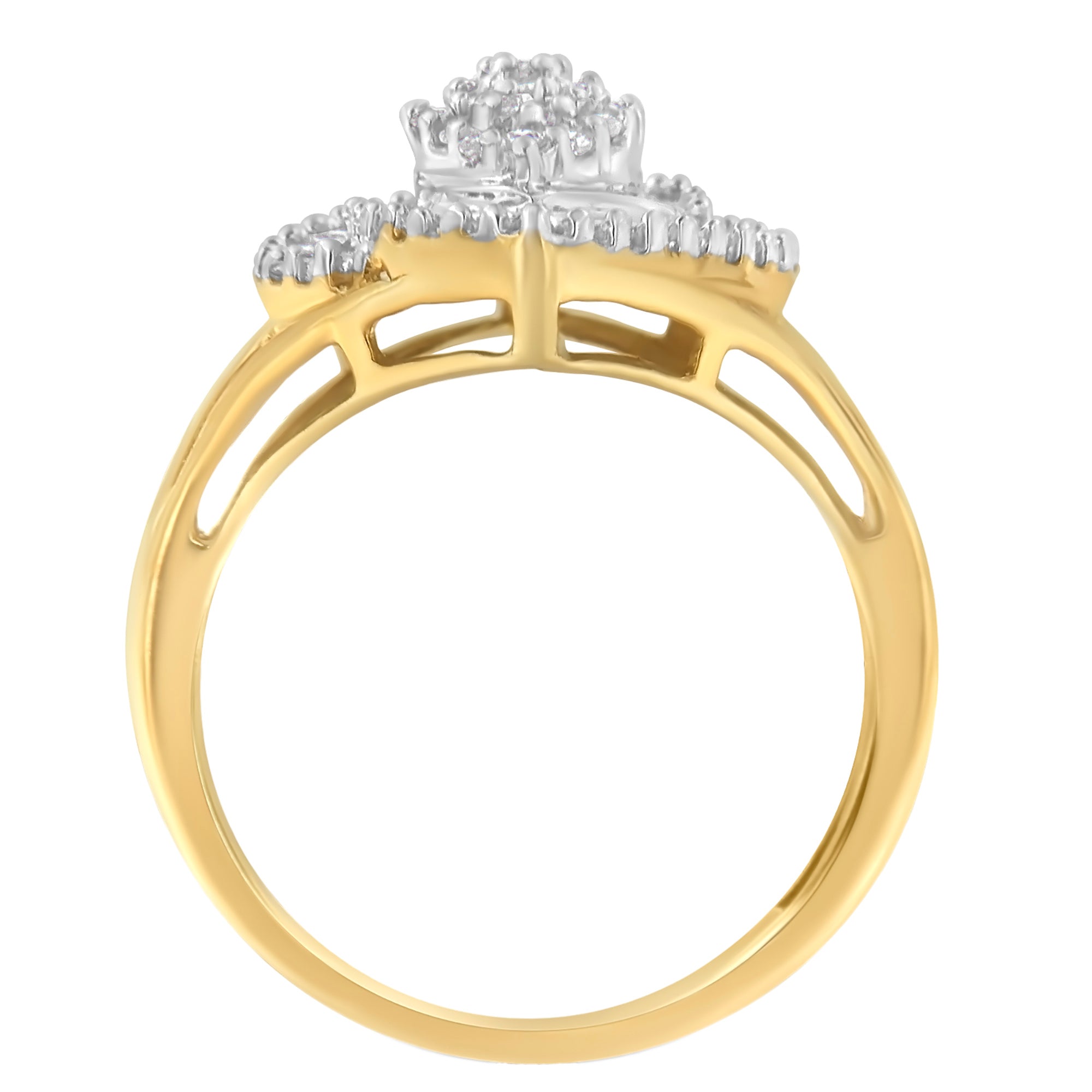 10K Yellow Gold Diamond Cocktail Ring (1/2 Cttw, J - K Color, I2 - I3 Clarity) - Tuesday Morning - Rings