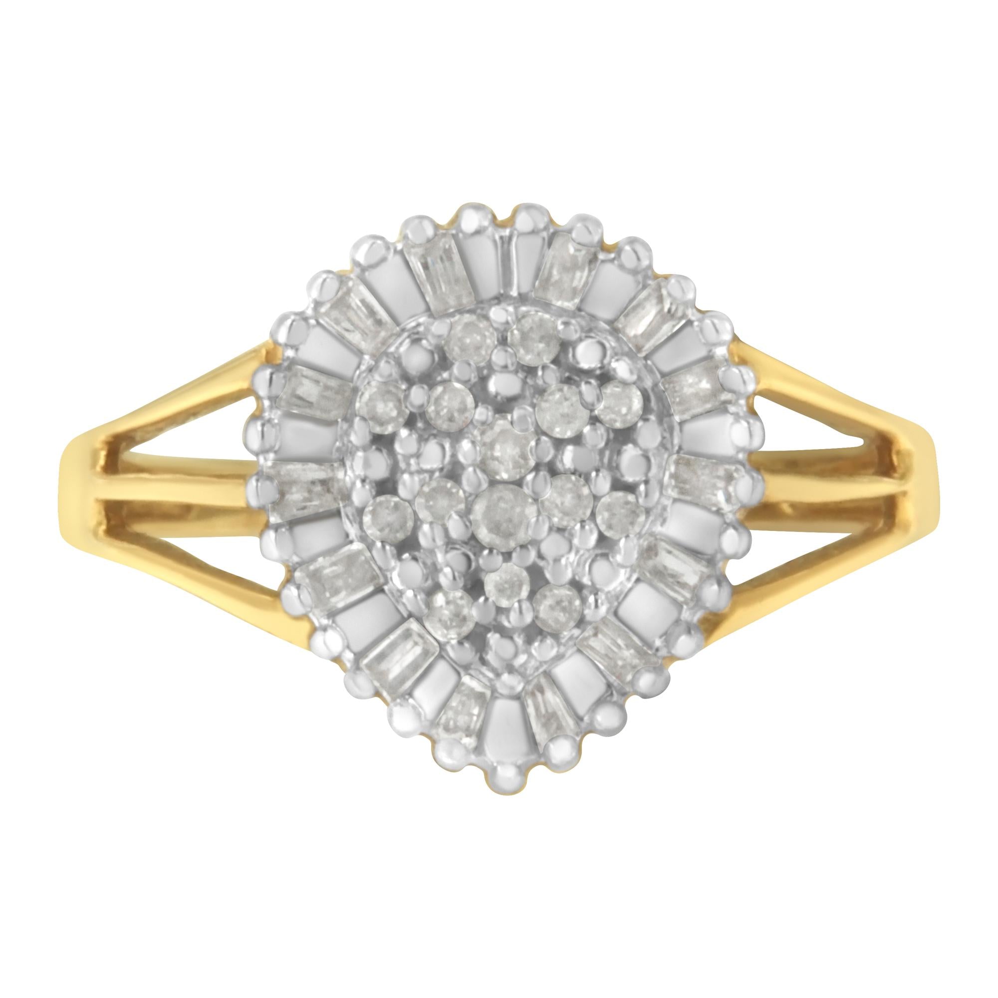 10K Yellow Gold Diamond Cocktail Ring (1/4 Cttw, I - J Color, I3 Clarity) - Tuesday Morning - Rings